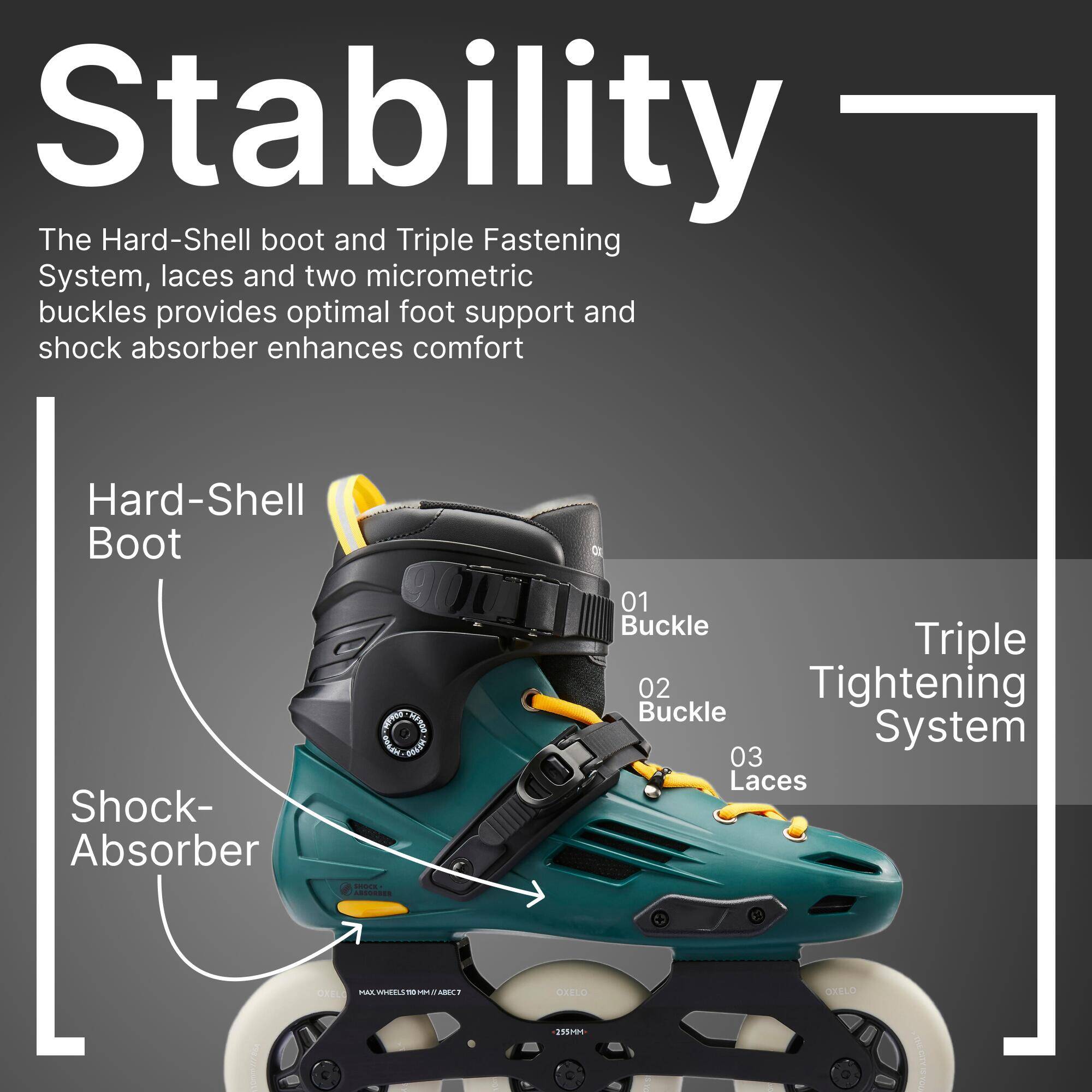 Adult Skating Shoes Inline MF 900 Urban Green -  3