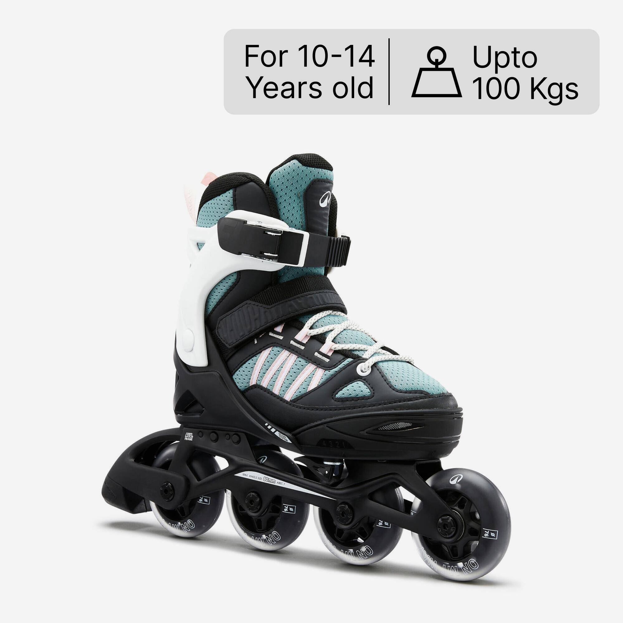 Kids Skating Shoes Inline Fit 5 Green White -  1