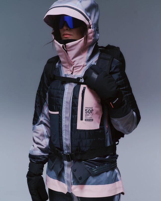 CHAQUETA DE ESQUÍ PARA MUJER FR 500 - ROSA PÁLIDO