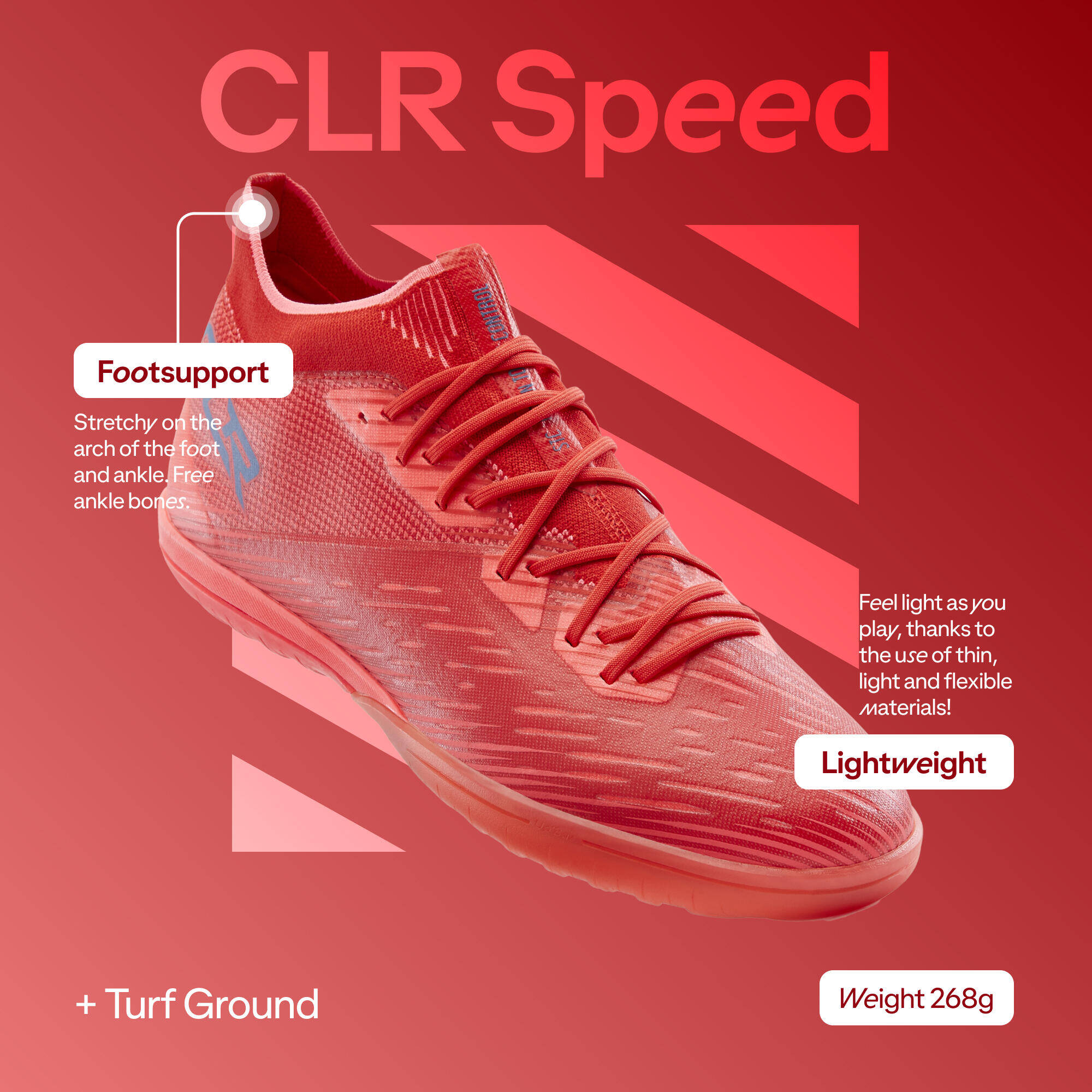 Men Football Shoes for Turf CLR Speed - Neon Red -  4