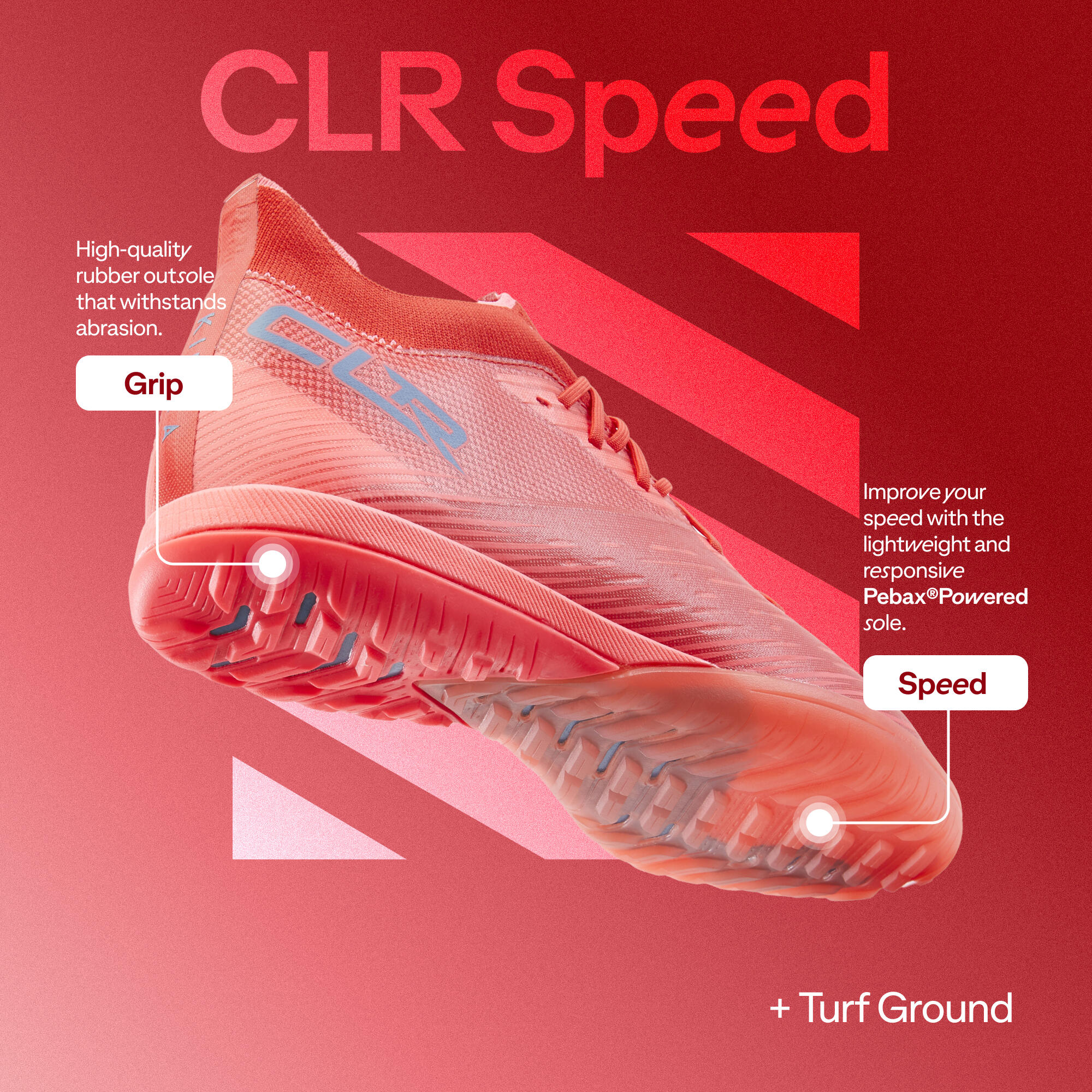 Men Football Shoes for Turf CLR Speed - Neon Red