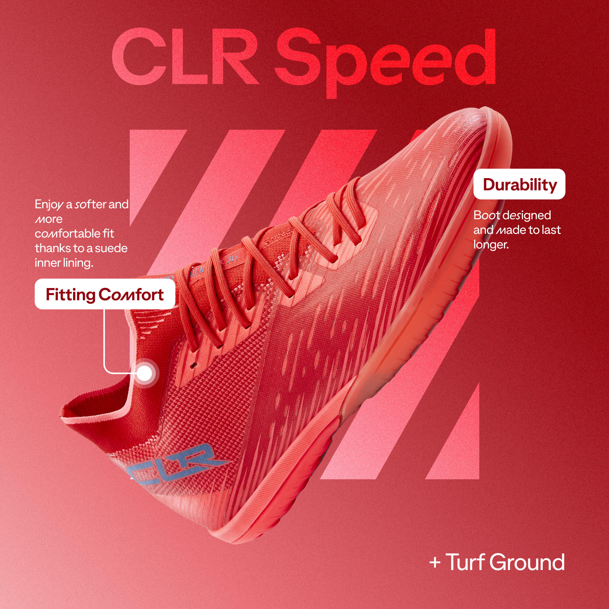 Men Football Shoes for Turf CLR Speed - Neon Red