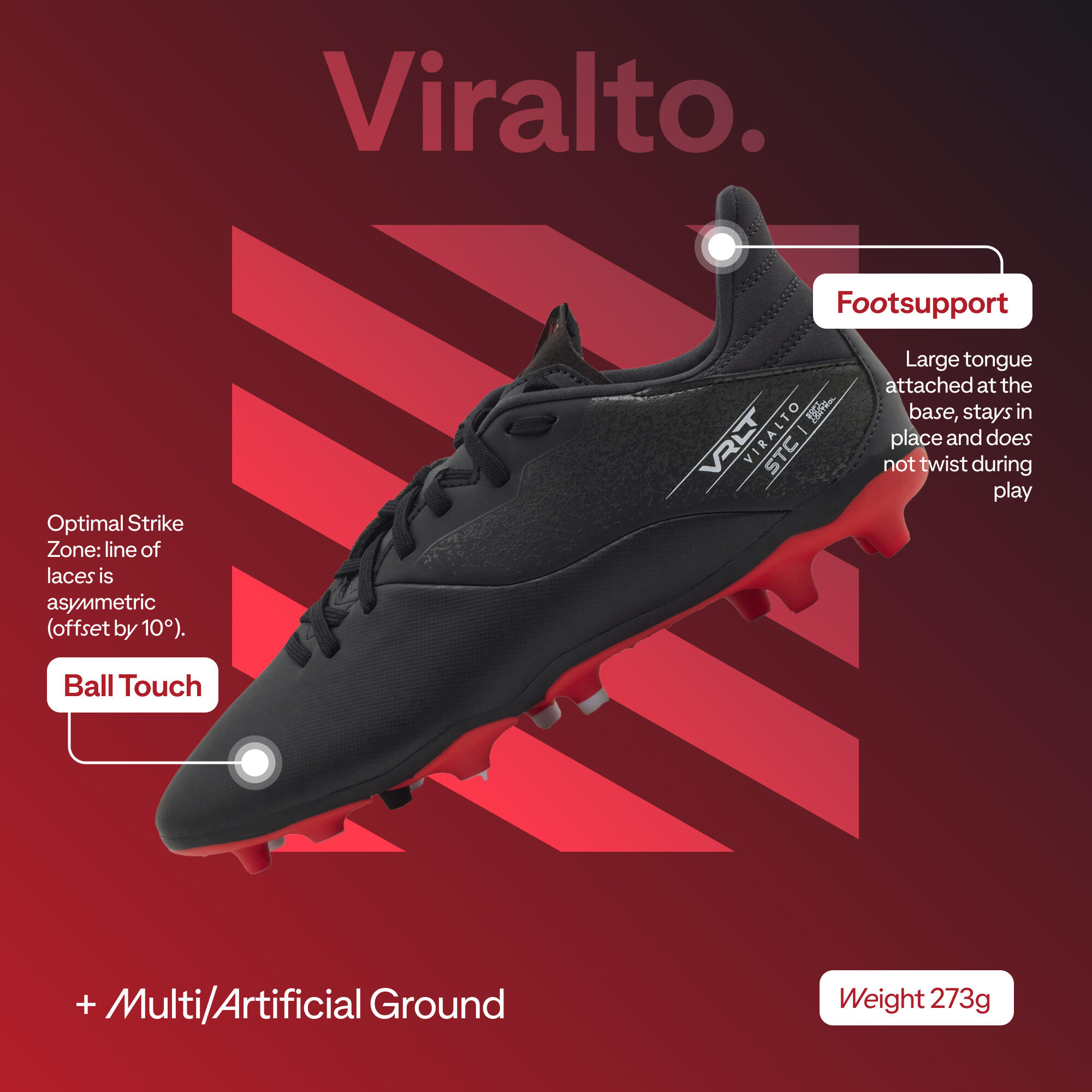 Mens Viralto I MG AG Black Red Football Shoes - Image 11