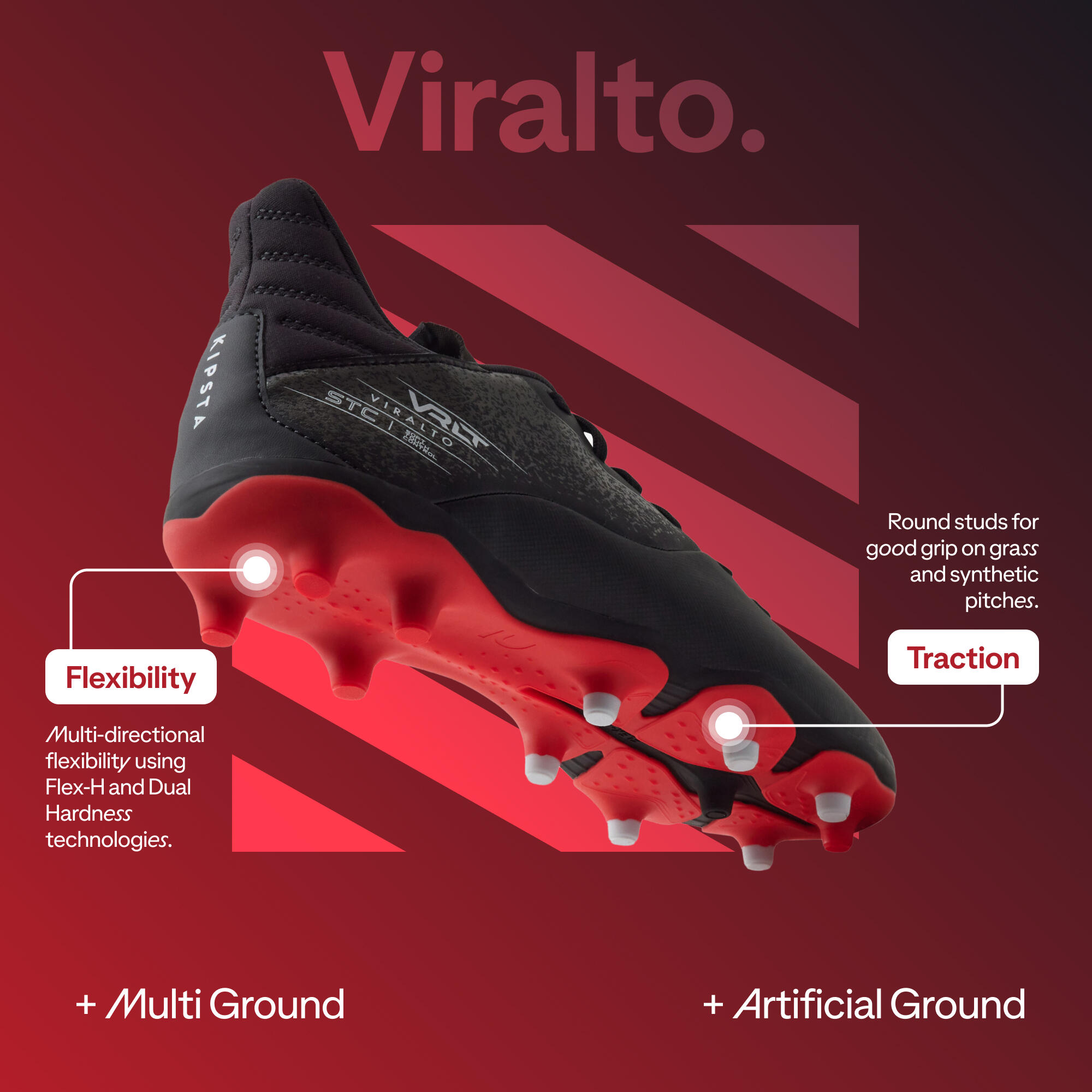 Mens Viralto I MG AG Black Red Football Shoes - Image 10