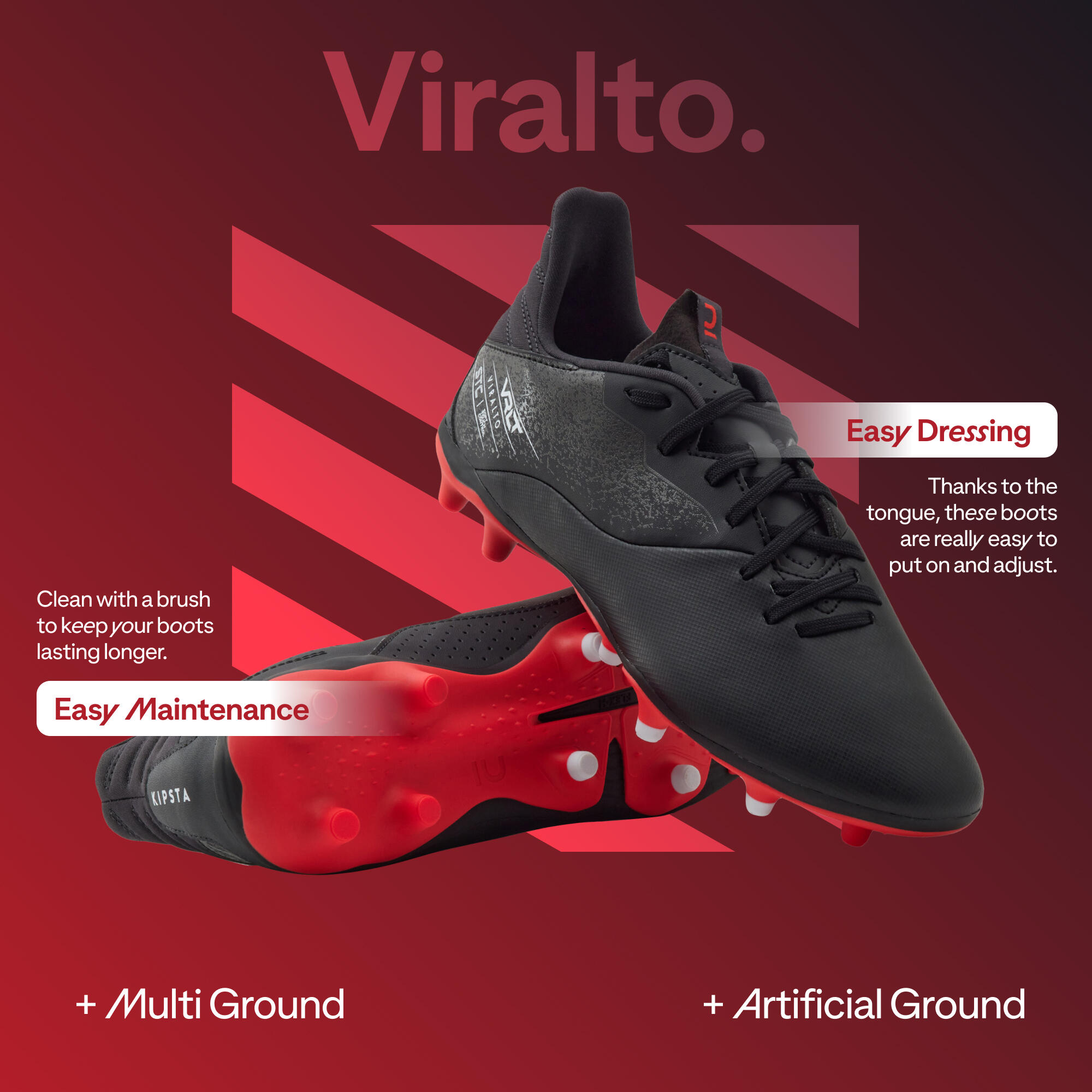 Mens Viralto I MG AG Black Red Football Shoes - Image 8