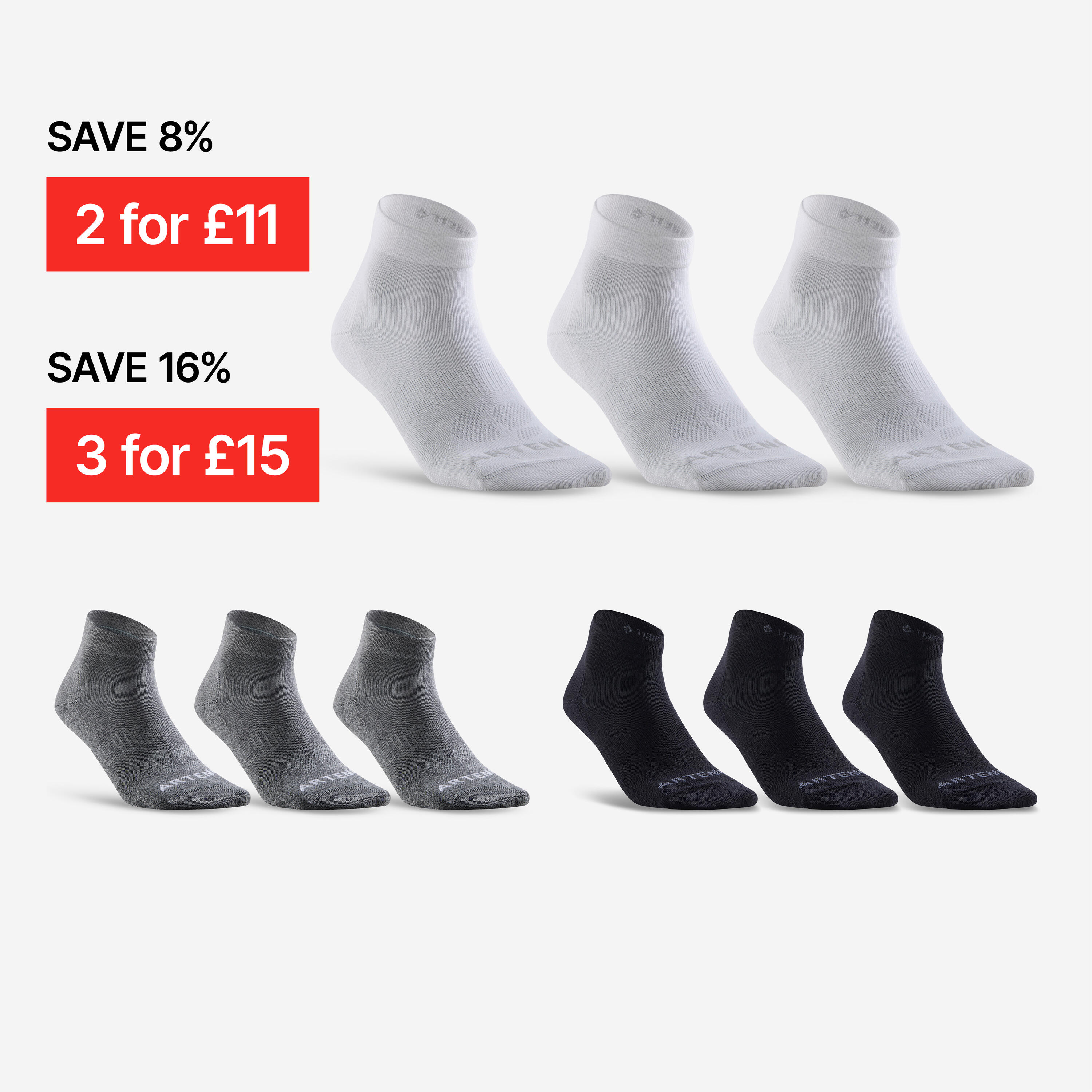 Mid Sports Socks Tri-Pack RS 160 - Black 6/6
