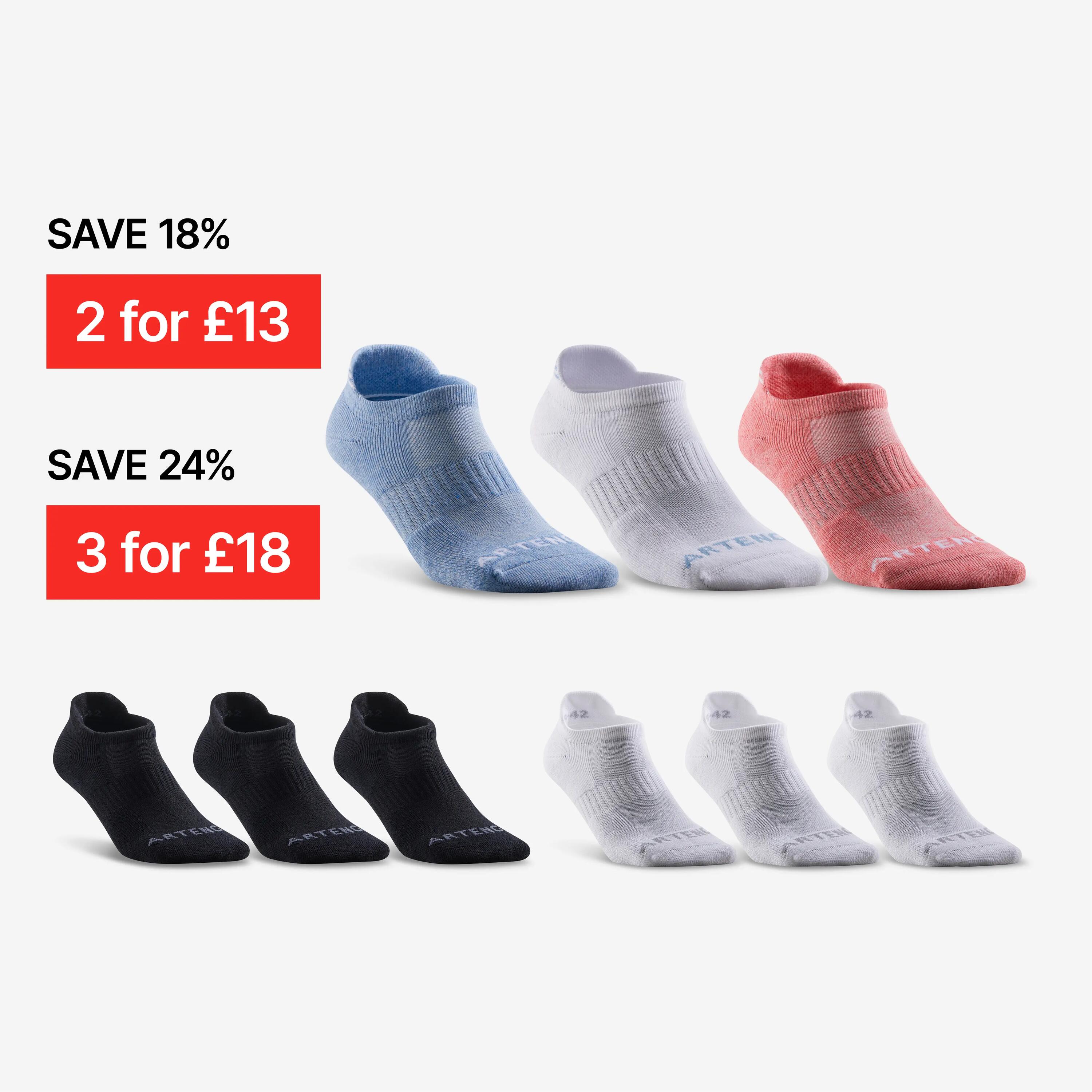 Low Sports Socks RS 500 Tri-Pack - Blue/White/Pink -  2