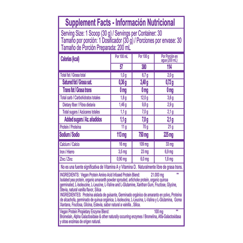 Alimento a base de proteína vegana de 910gr con 21gr de proteína Healthy Sports