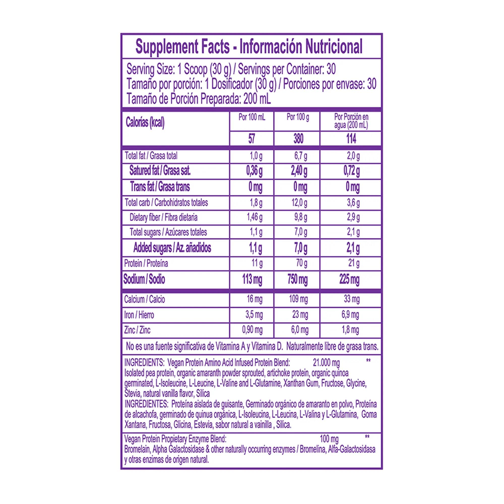 Alimento a base de proteína vegana de 910gr con 21gr de proteína Healthy Sports 3/5