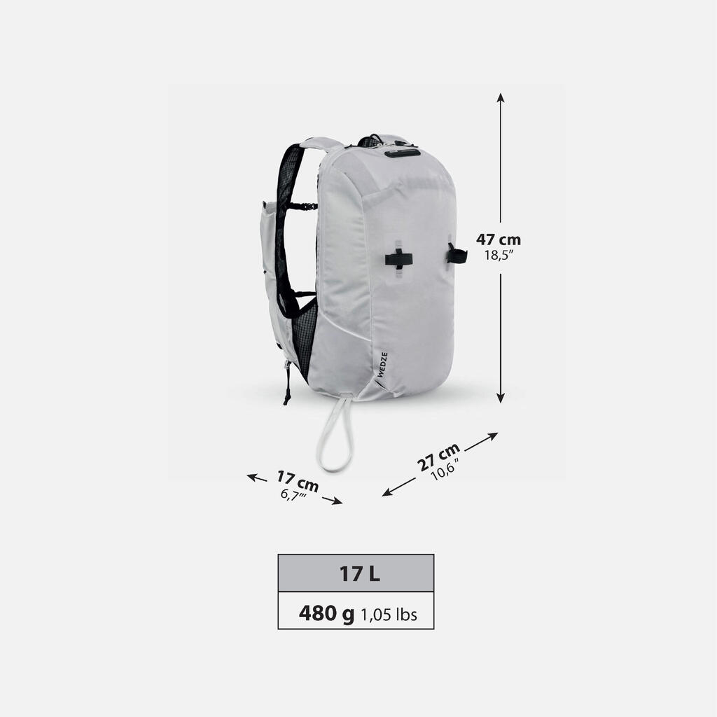 Ski Touring Backpack 17 L - PACER  White and Black