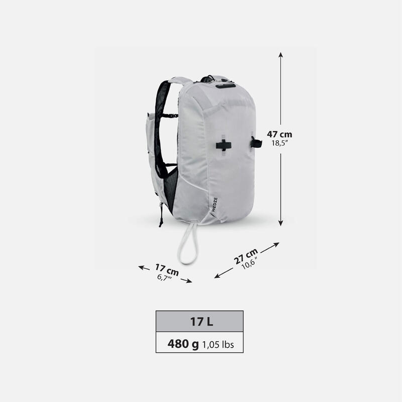 Rucsac schi de tură 17L PACER Alb-negru
