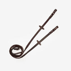 Rênes équitation cuir grip silicone cheval et poney - marron