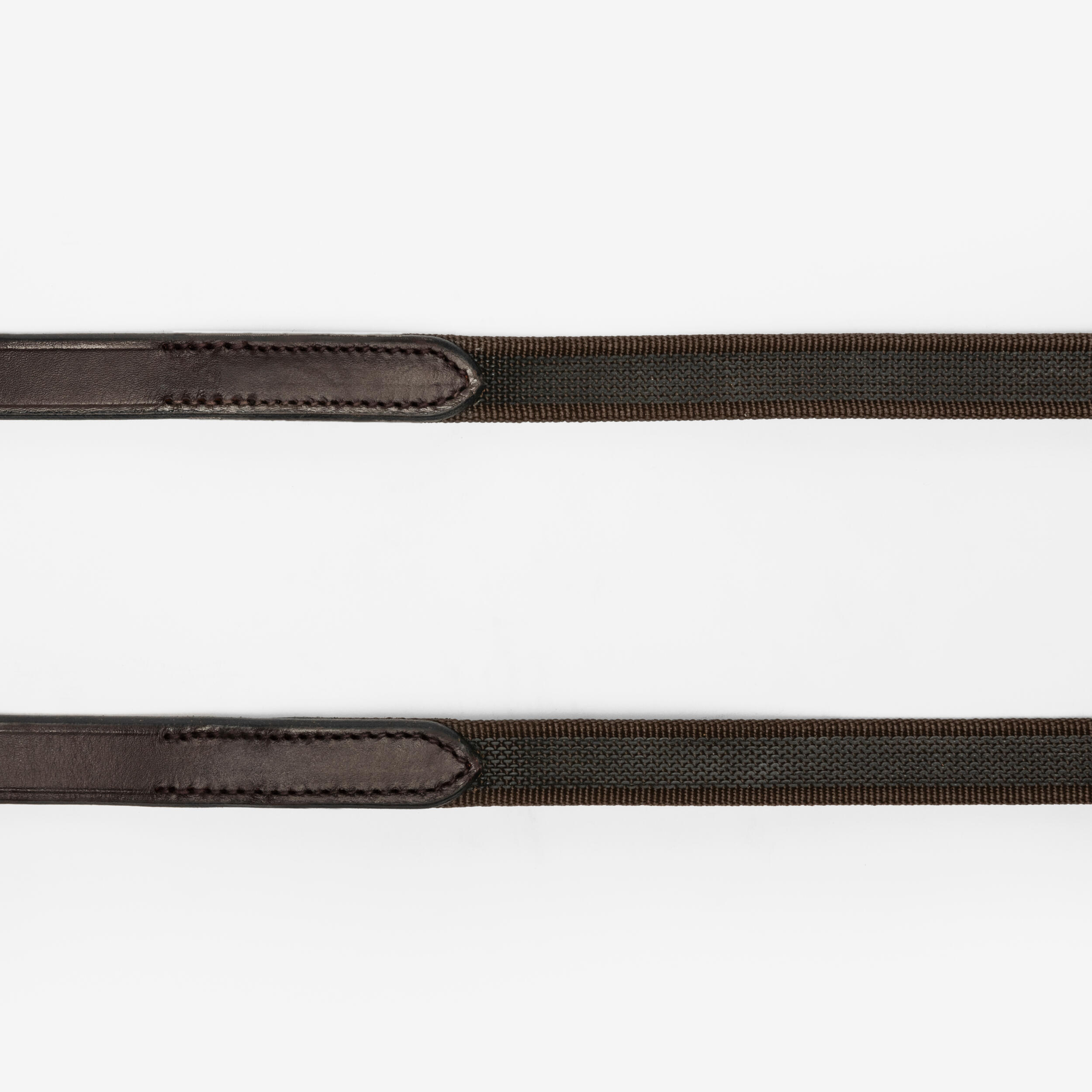 Rênes équitation cuir grip silicone cheval et poney - marron 3/4