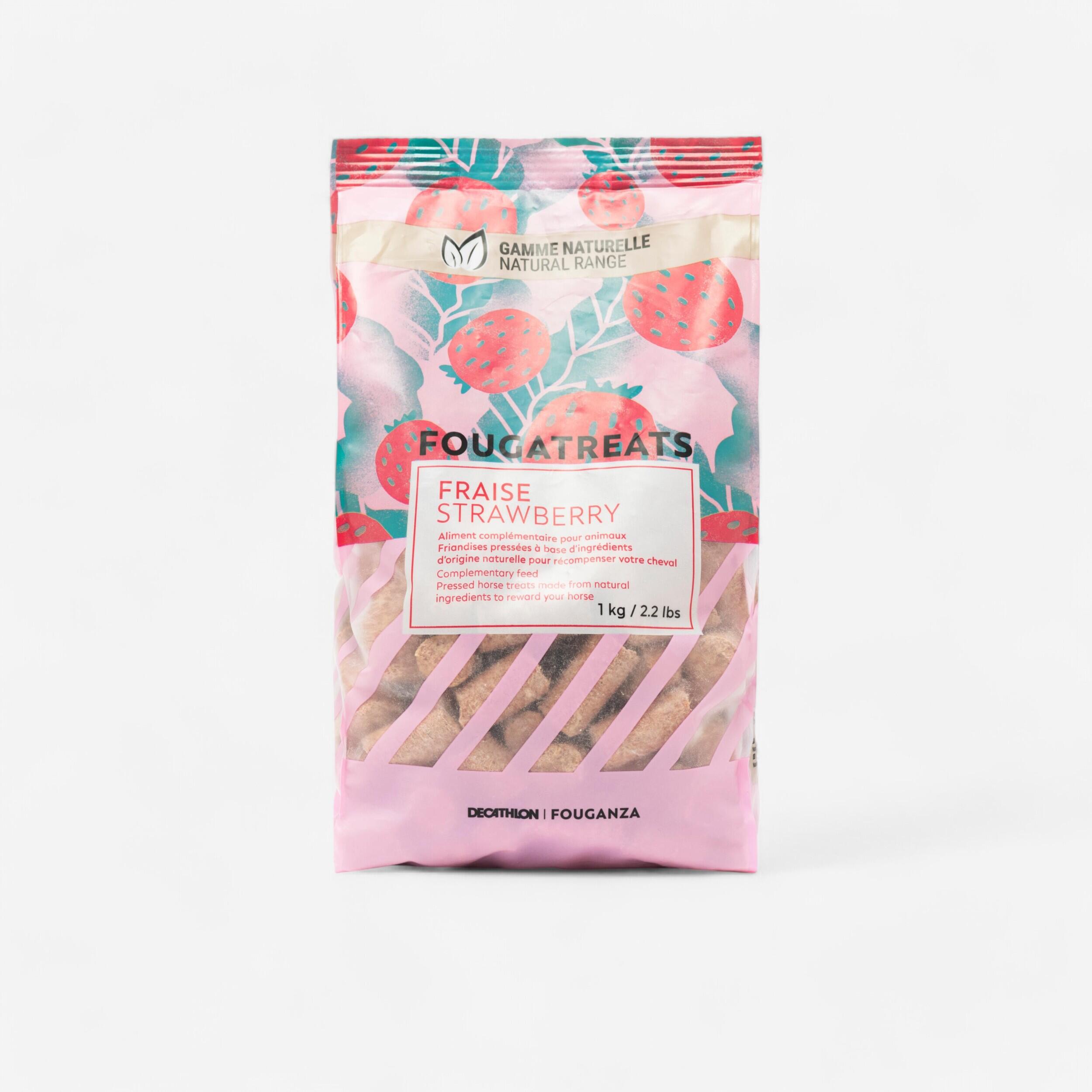 FOUGANZA Horse Riding Treats For Horse/Pony Natural Fougatreats 1 kg - Strawberry