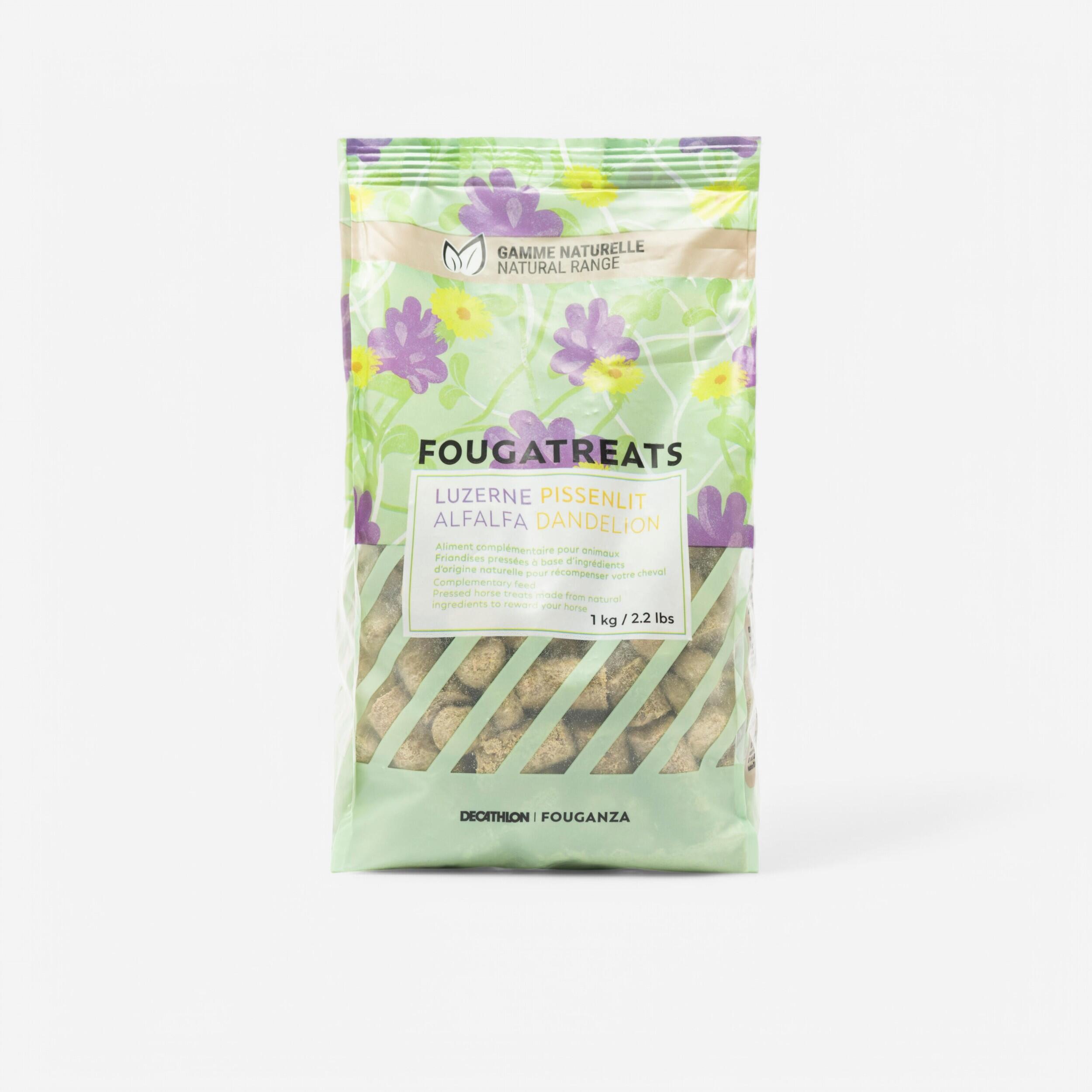 Gustare naturală echitație FOUGATREAT 1kg Păpădie - Lucernă Cal/Ponei