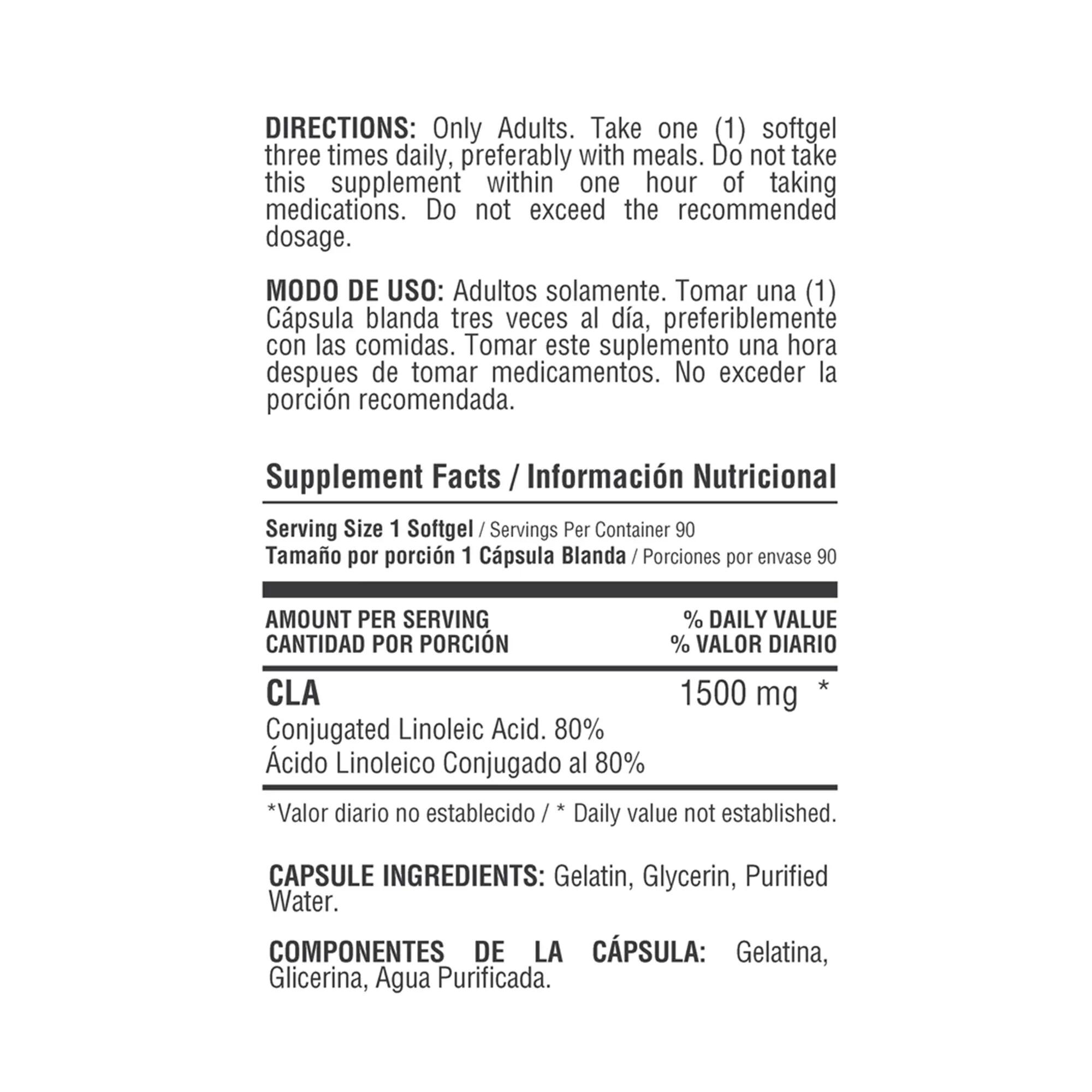 Suplemento tipo de ácido graso omega-6 de 90 cápsulas Cla Healthy Sports 3/5
