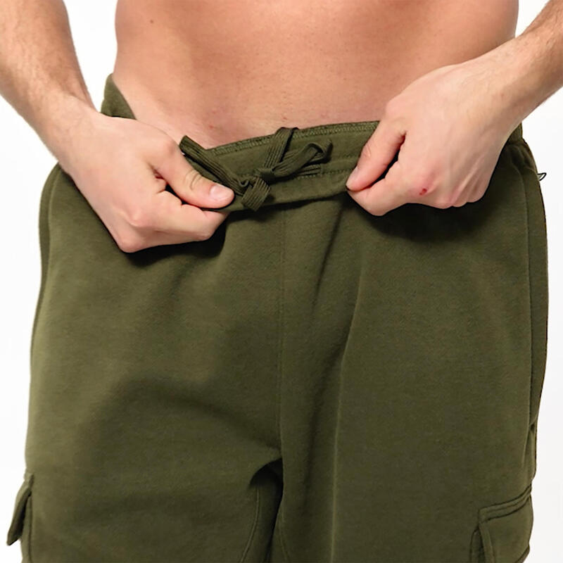Pantalon jogging fitness homme, vert kaki