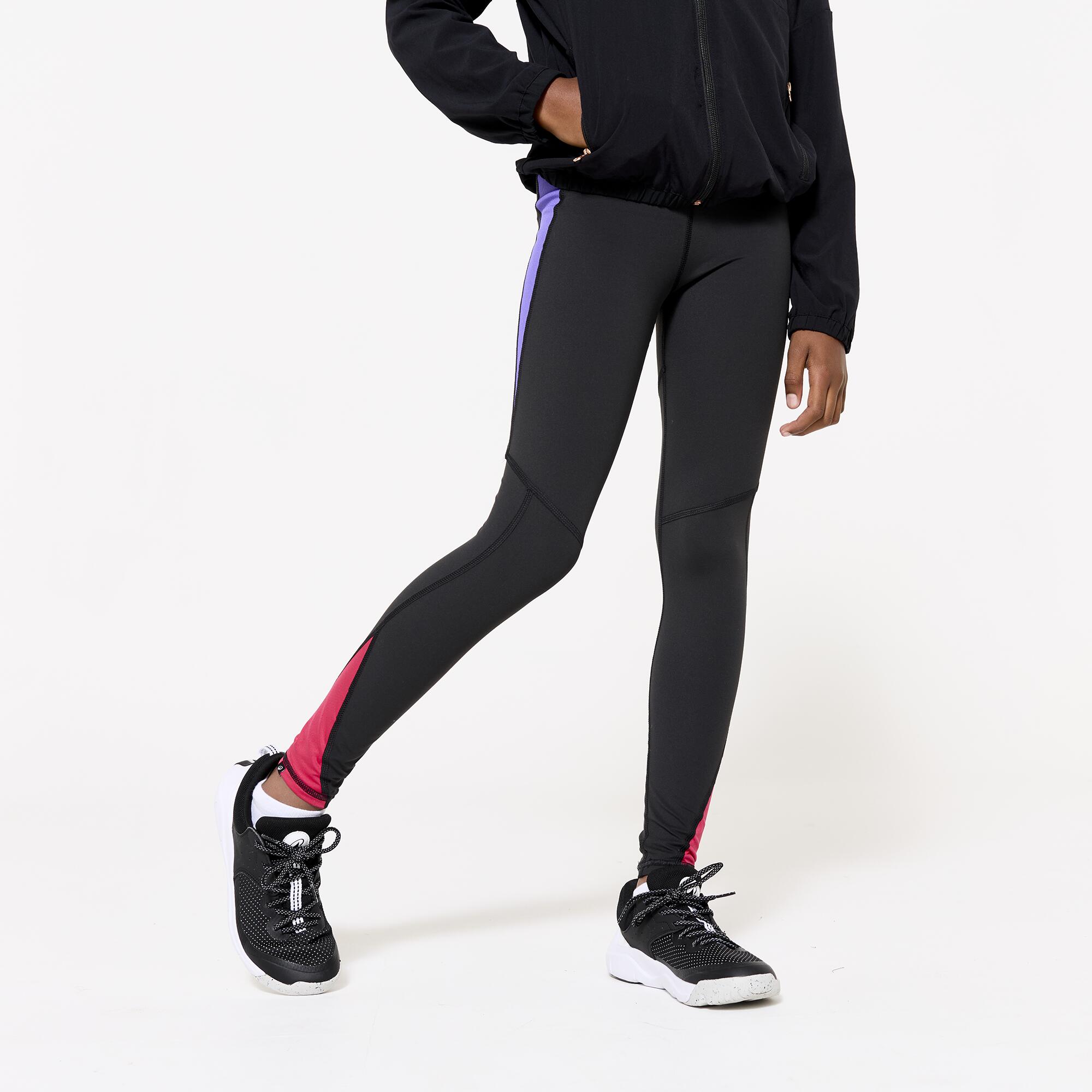 DECATHLON Priedušné dievčenské legíny čierne 123-130 cm