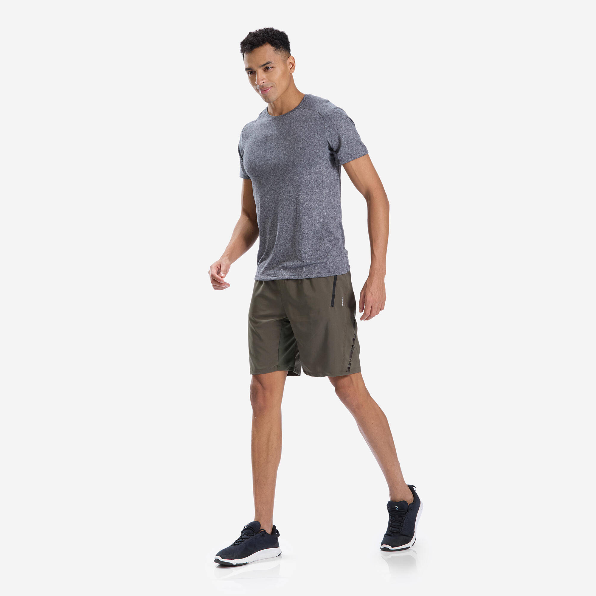 Men's Zip-Pocket Breathable Essential Fitness Shorts - Khaki -  3