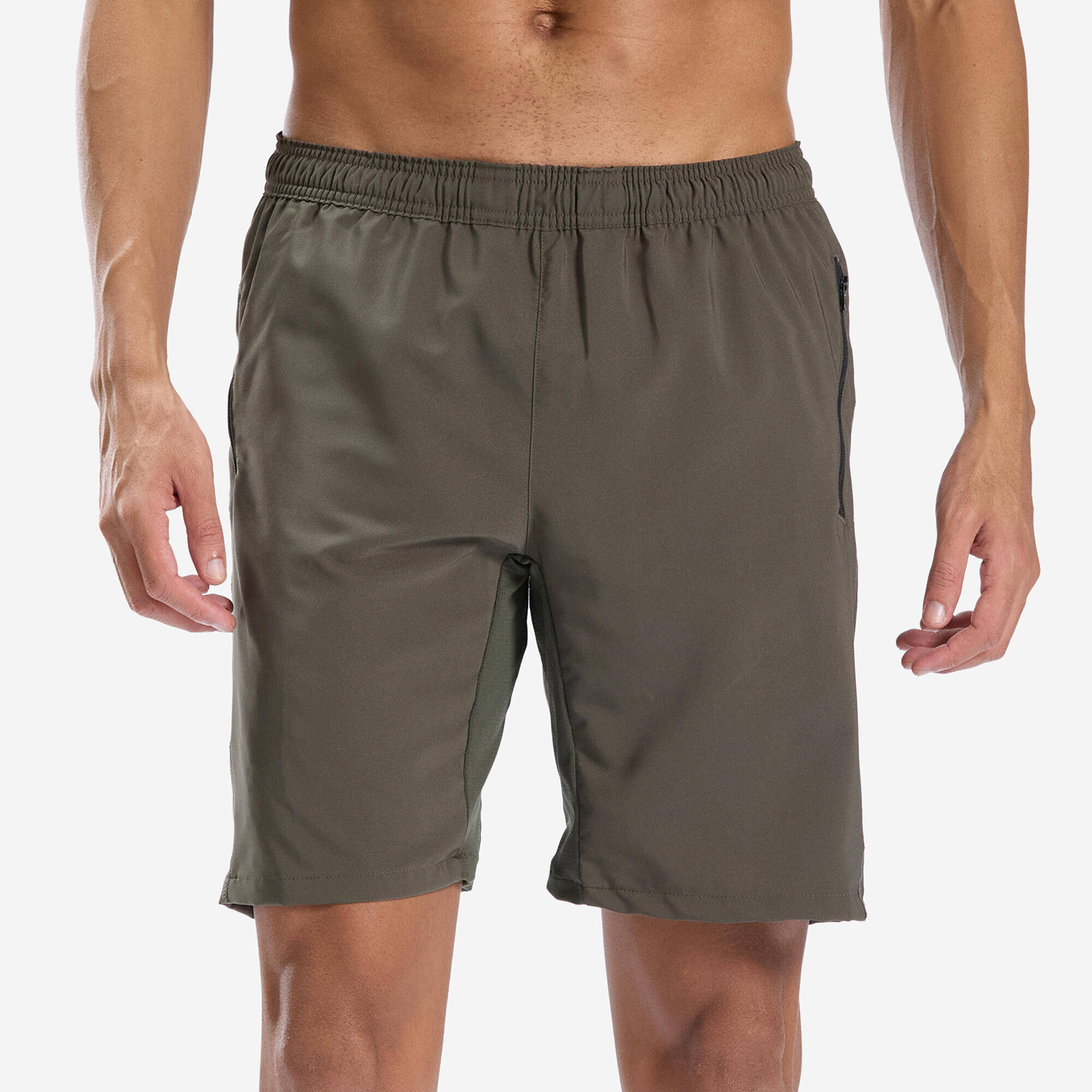 Men's Zip-Pocket Breathable Essential Fitness Shorts - Khaki -  2
