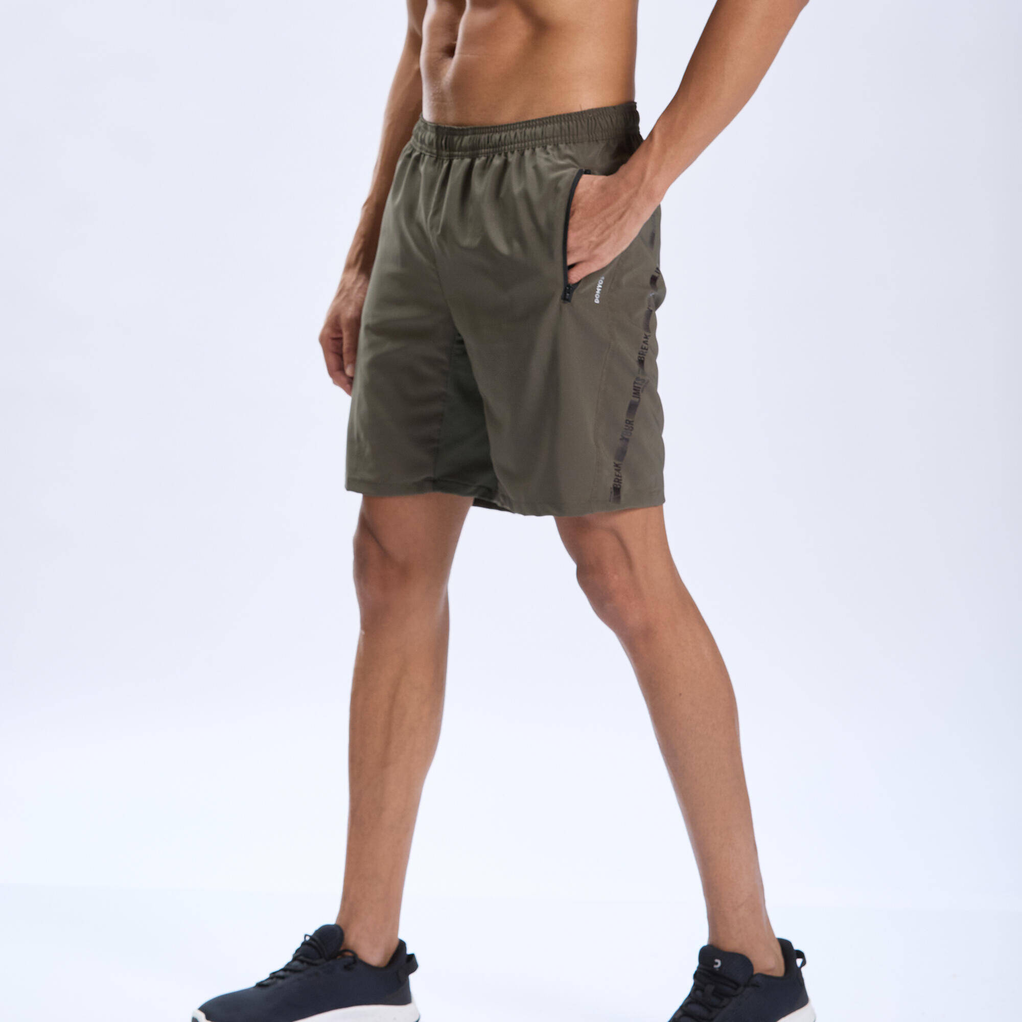 Men's Zip-Pocket Breathable Essential Fitness Shorts - Khaki -  5