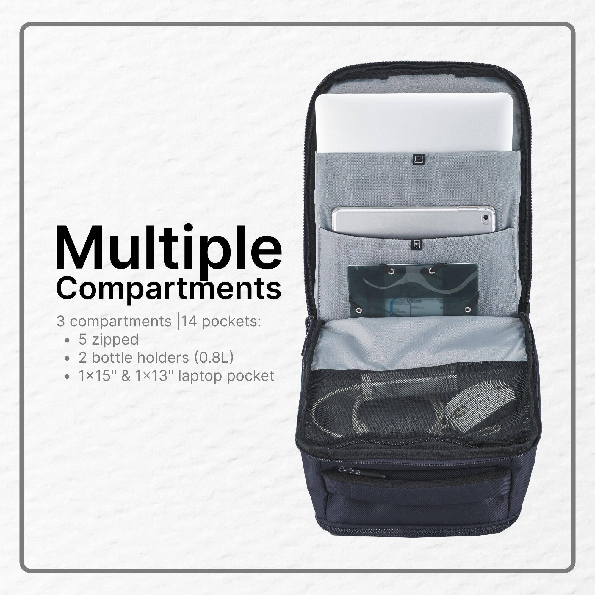 Multi-pocket hiking backpack 23 L, Escape 500 - Blue -  4