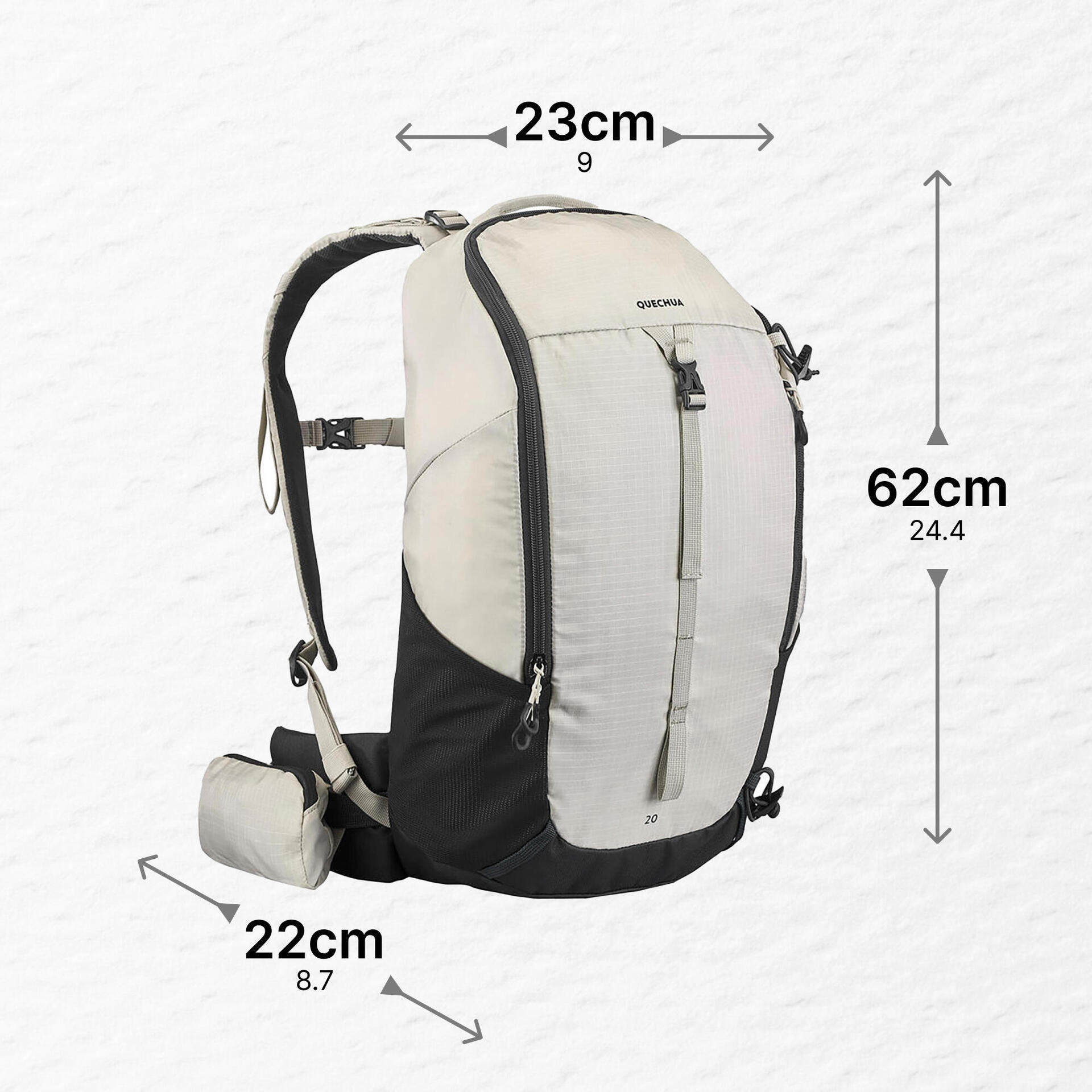 Backpack 200l 20L Hiking Backpack MH100 - Beige
