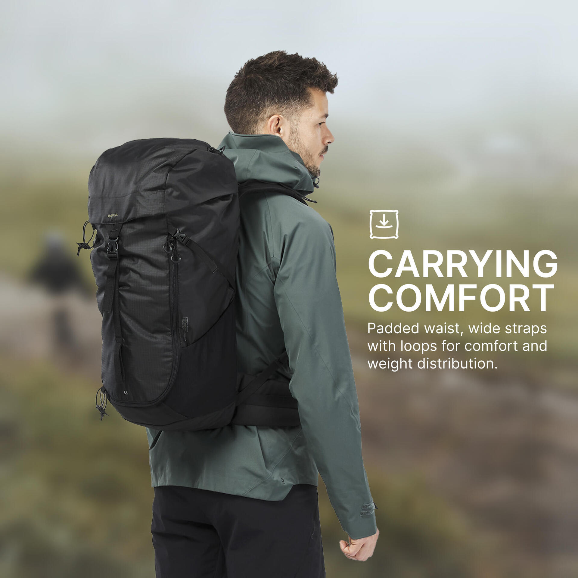 35L Hiking Backpack MH100 - Black 35L Hiking Backpack MH100 - Black