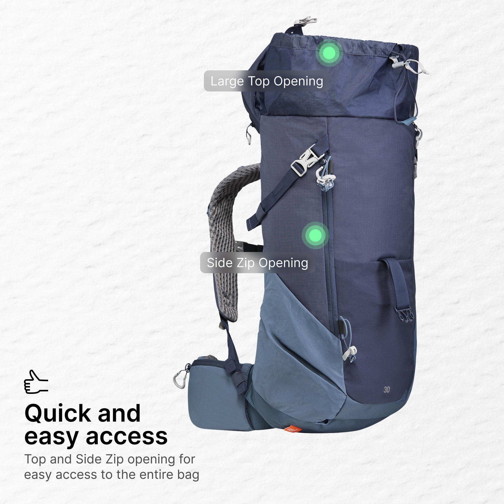 Mountain Hiking 30L Backpack MH500 Grey
