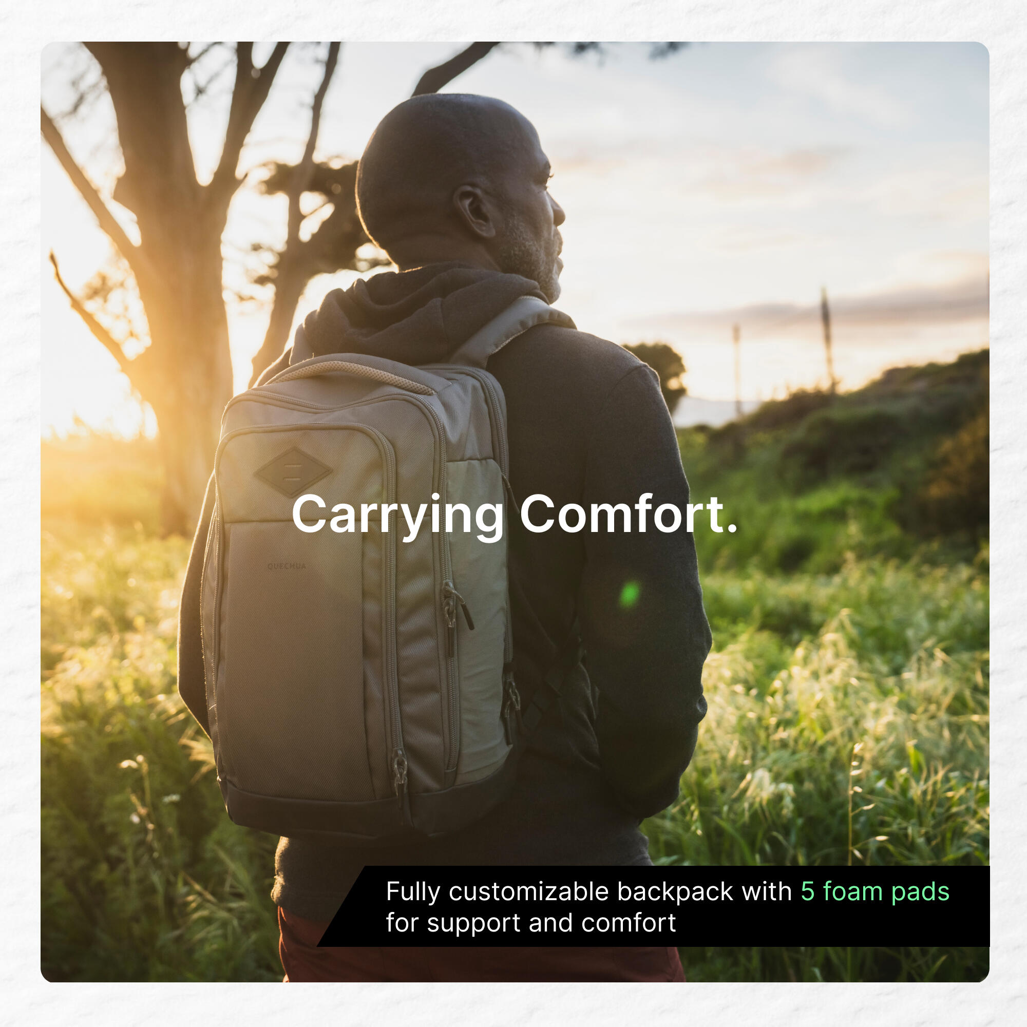 Multi-pocket hiking backpack 23 L, Escape 500 - Grey