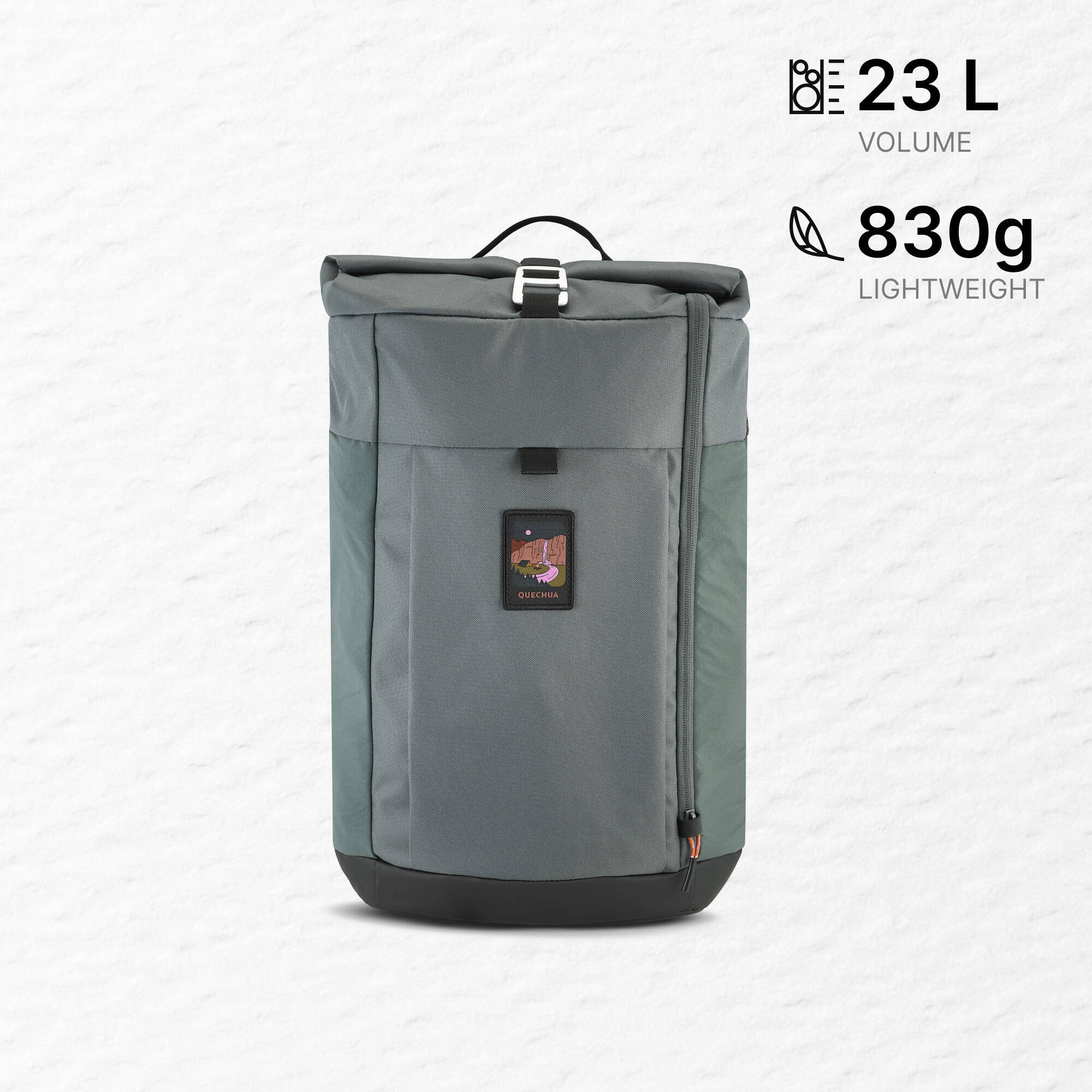 Adult Travel Backpack for Hiking 23L - Escape 500 Rolltop Khaki -  1