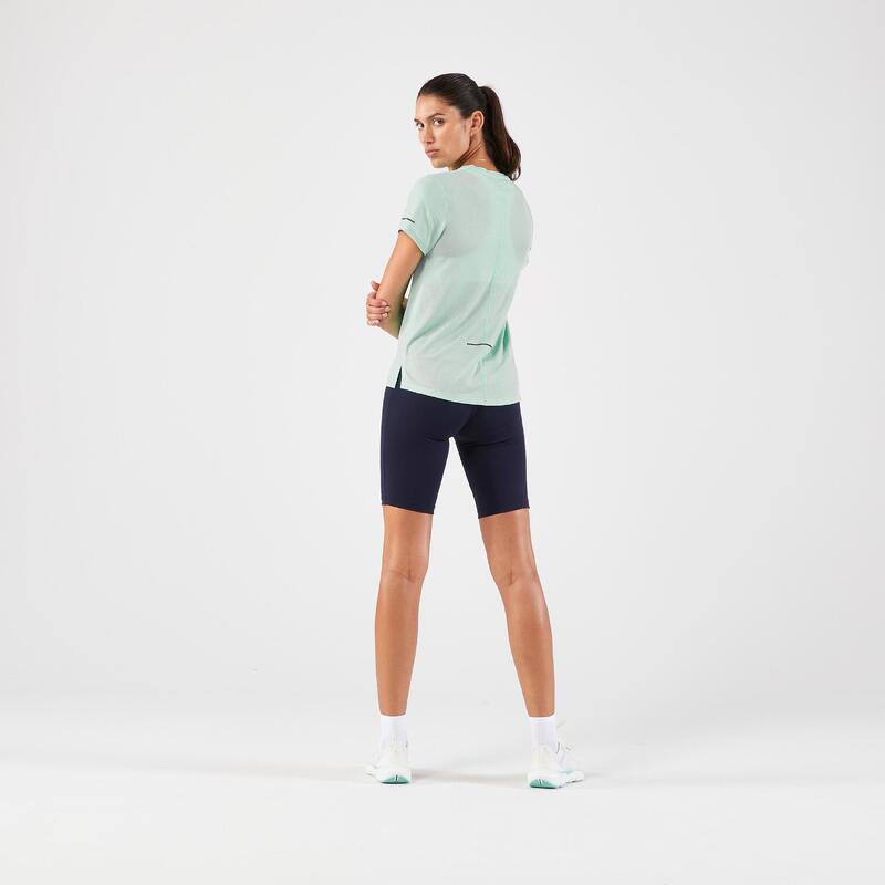 Tricou respirant Alergare Jogging KIPRUN Run 500 Dry Verde Damă