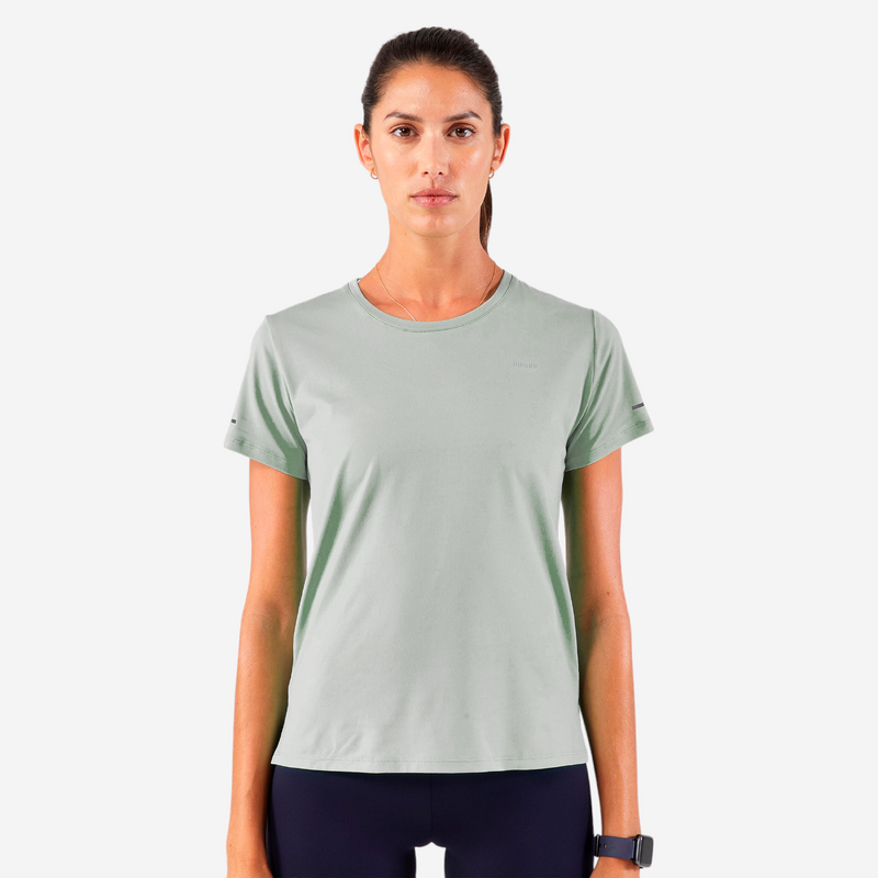 T-shirt running respirant Femme KIPRUN Run 500 Dry vert pour les