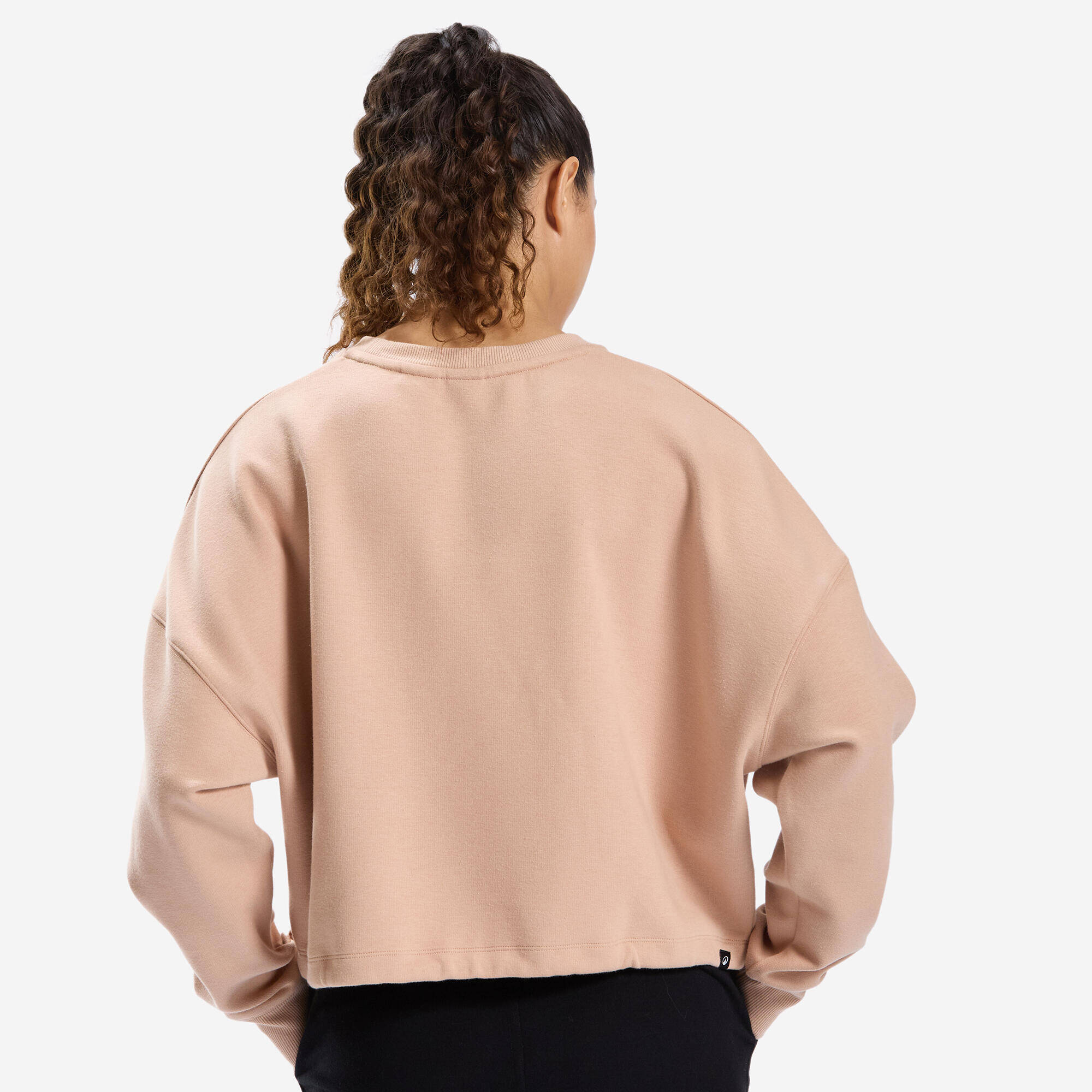 Women's Cropped Fitness Sweatshirt - Beige -  4