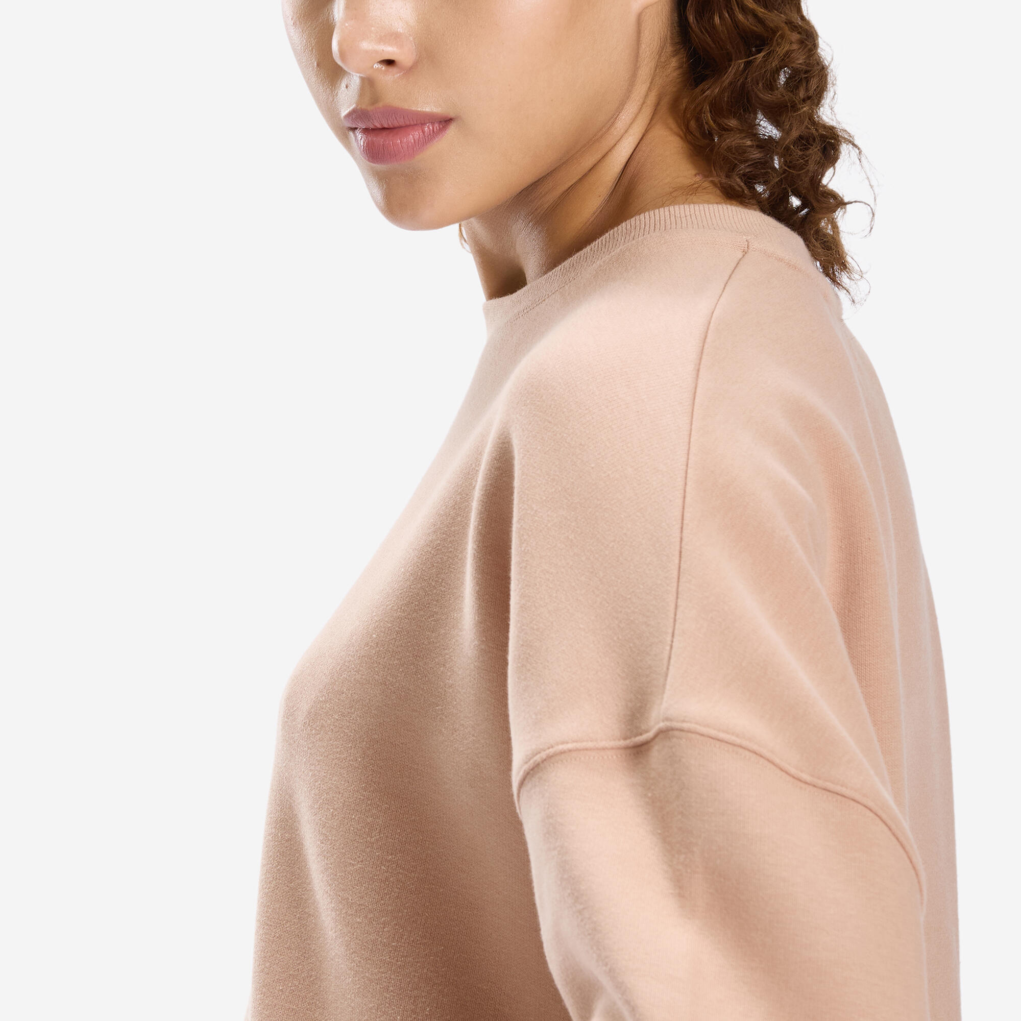 Women's Cropped Fitness Sweatshirt - Beige