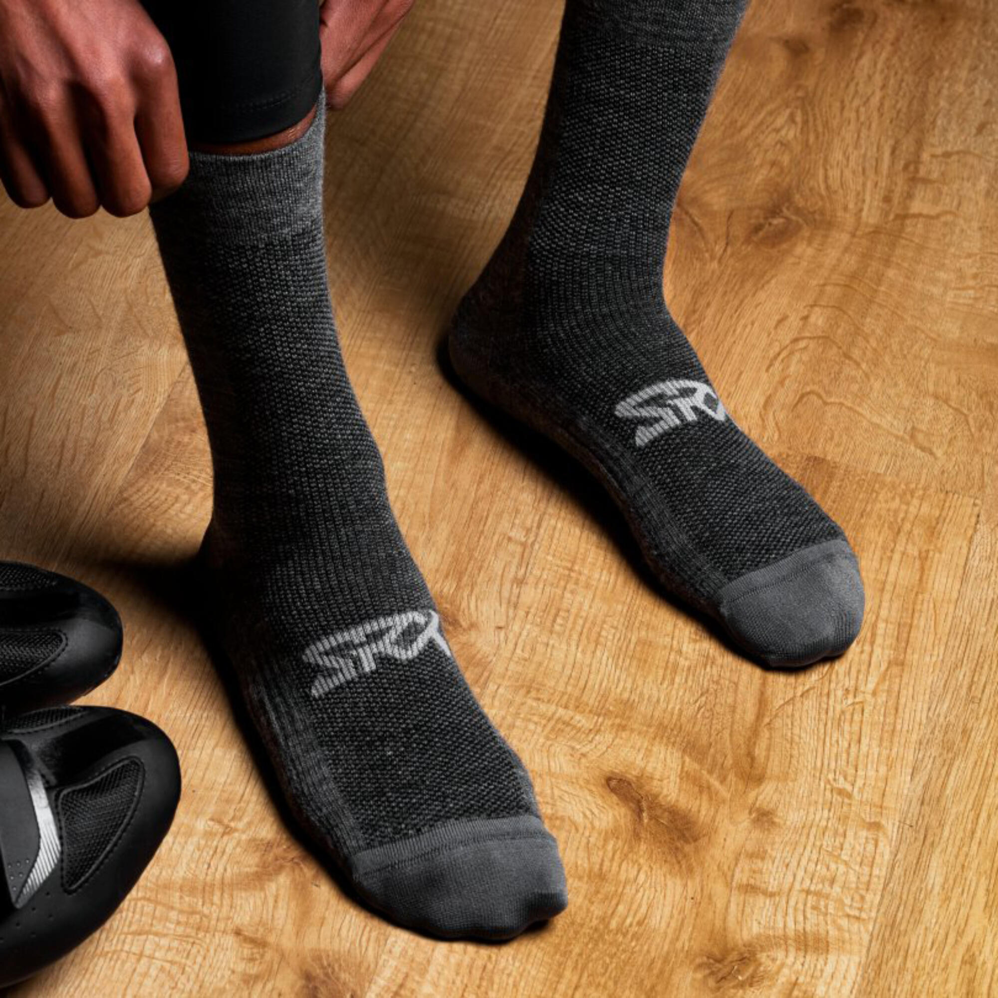 Calcetines ciclismo lana merino Siroko SRX Maloja gris 6/6