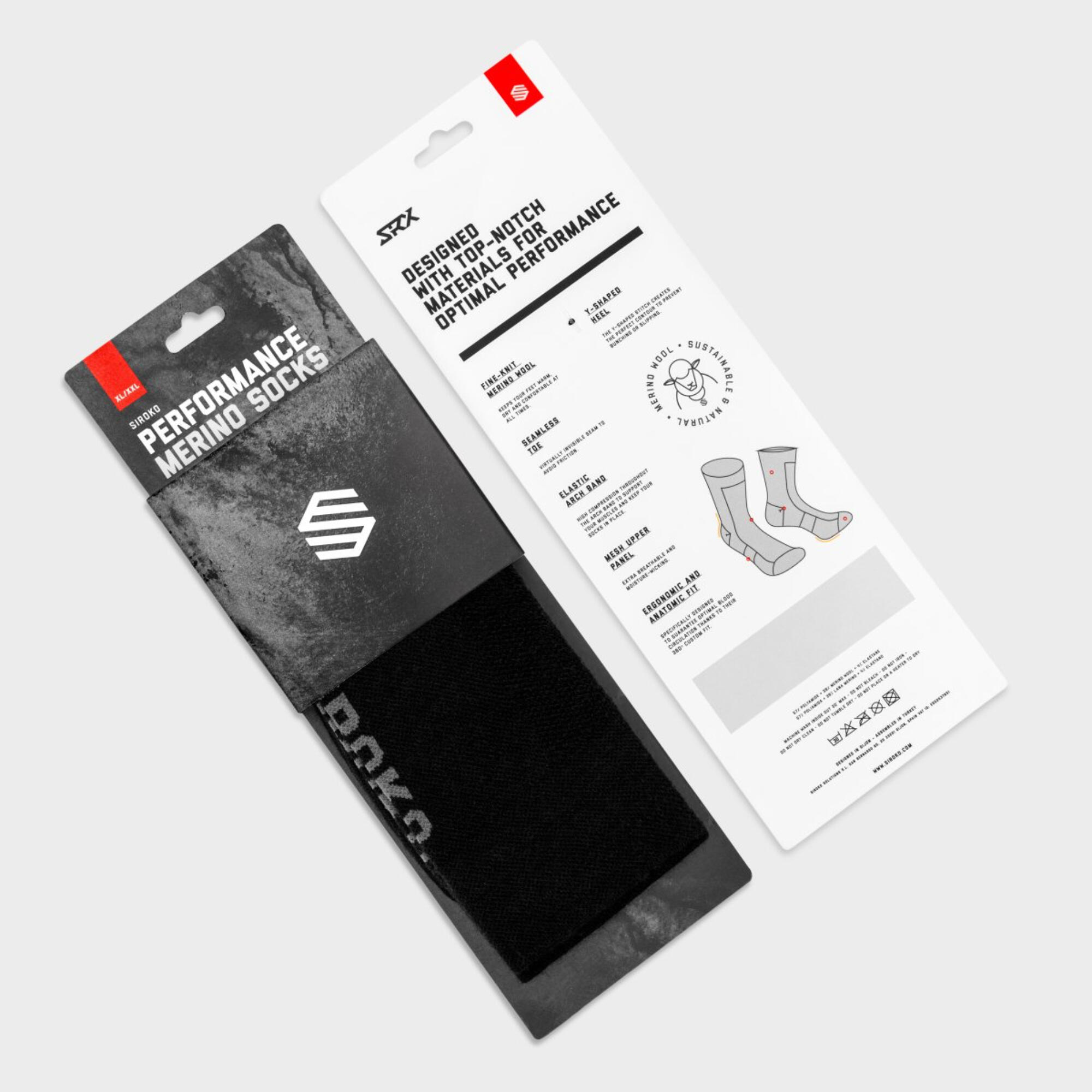 Calcetines ciclismo lana merino Siroko SRX Grappa negro 5/6