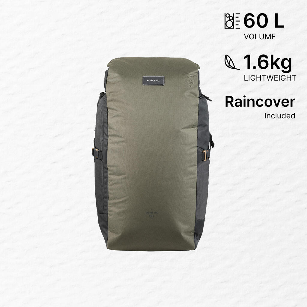Sac à dos de trekking et voyage 60 L - TRAVEL 100