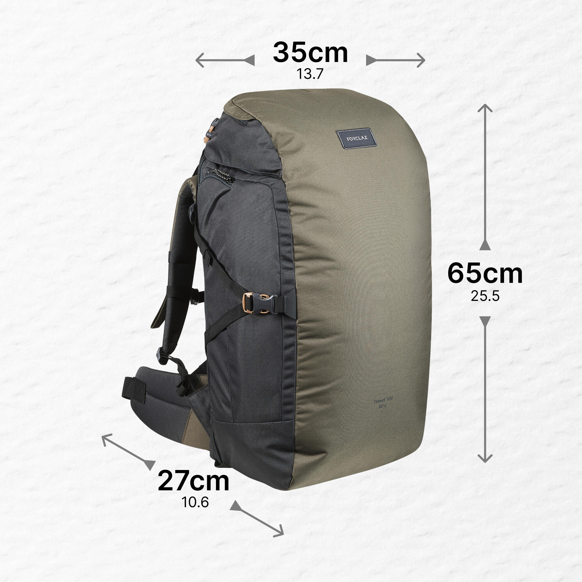60 litre travel backpack Trawoc Trekking Rucksack Bag (60Ltr) perfect for several months abroad Keep money and a passport safe from pickpockets in the covert CashStash compartment hidden under the SafeZone Hidden CashStash pocket keeps a passport and money safe Removable 20L add Deuter AViANT Voyager 60+10 SL