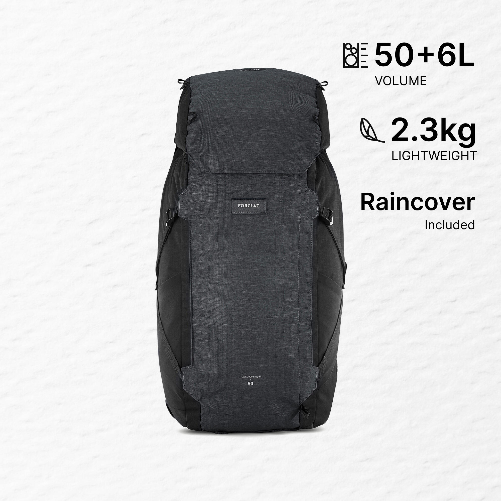 Men’s travel and trekking backpack with suitcase opening 50 + 6 L - Travel 900