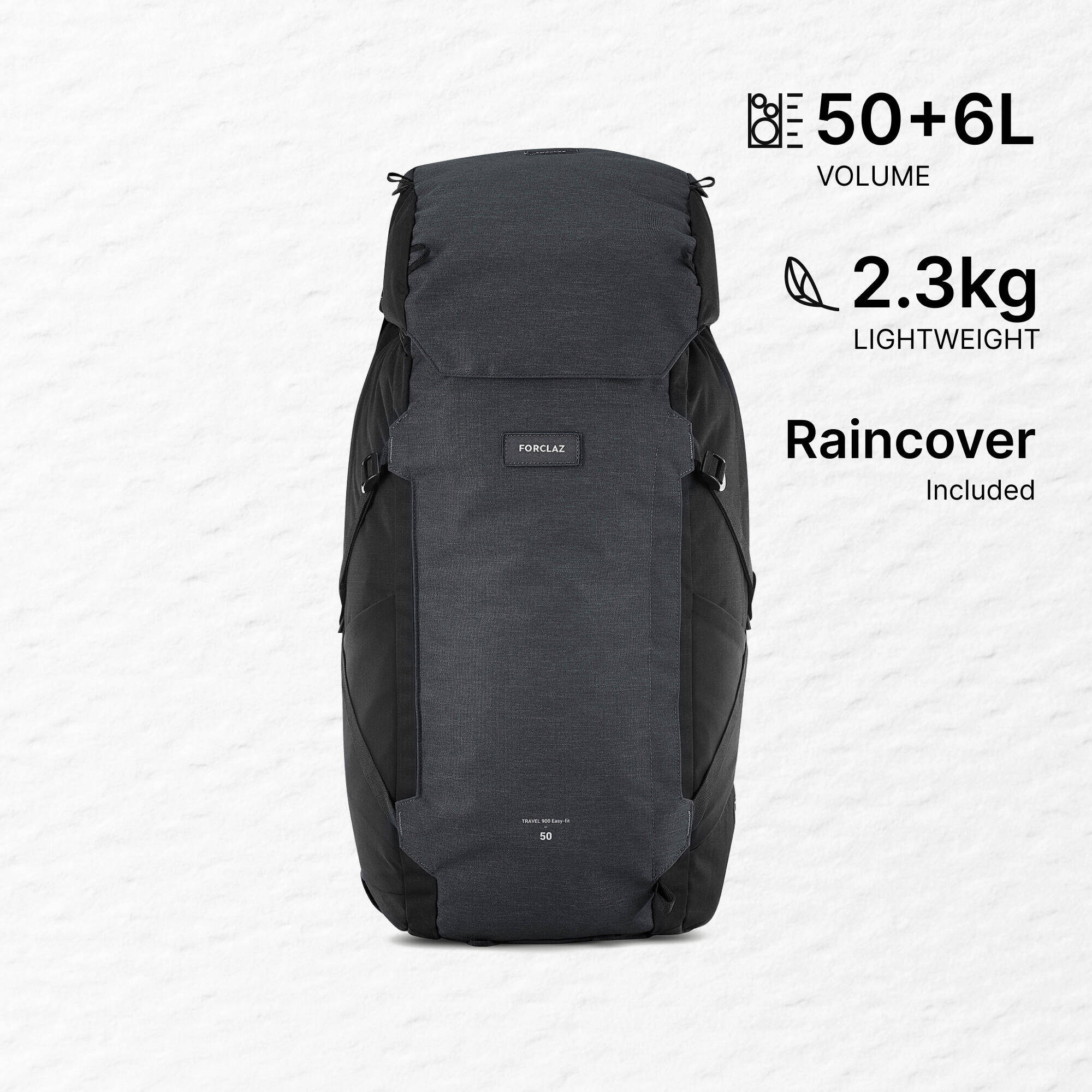 Men s Travel 900 50+6L suitcase-style travel backpack - Grey -  1