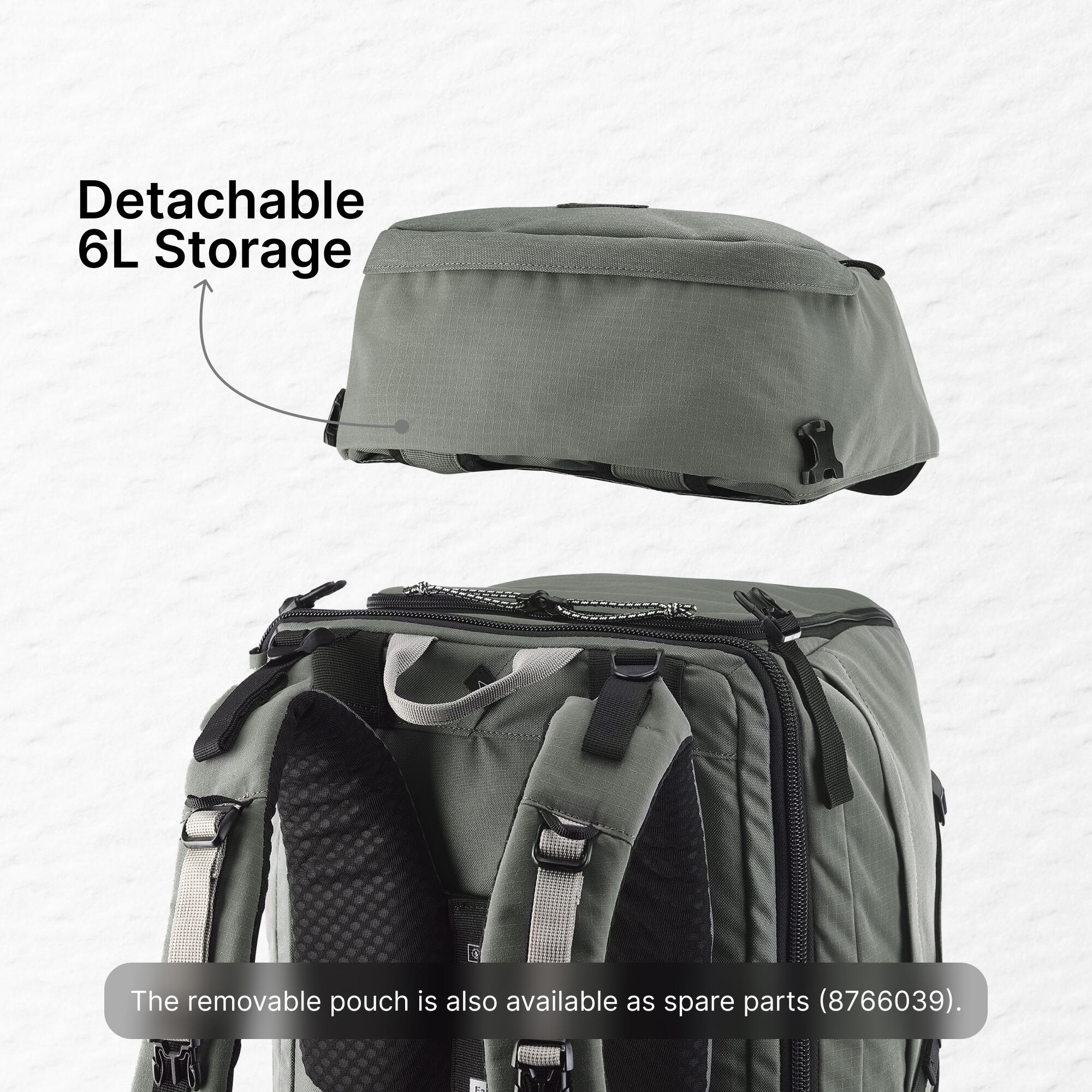 Men’s Travel 900 70+6L suitcase-style travel backpack - Green