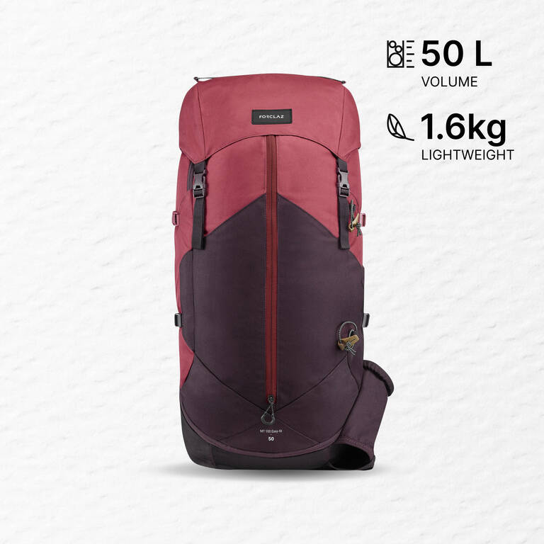 Trekking 50 L Backpack MT100 Easy-Fit - Bordeaux