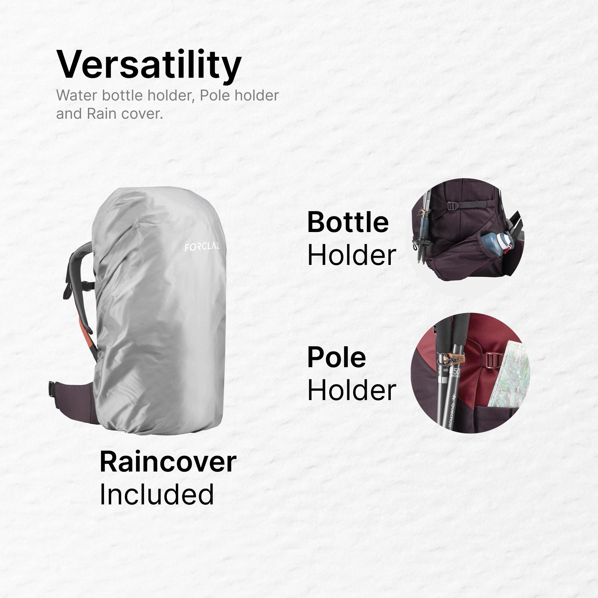 Trekking 50 L Backpack MT100 Easy-Fit - Bordeaux