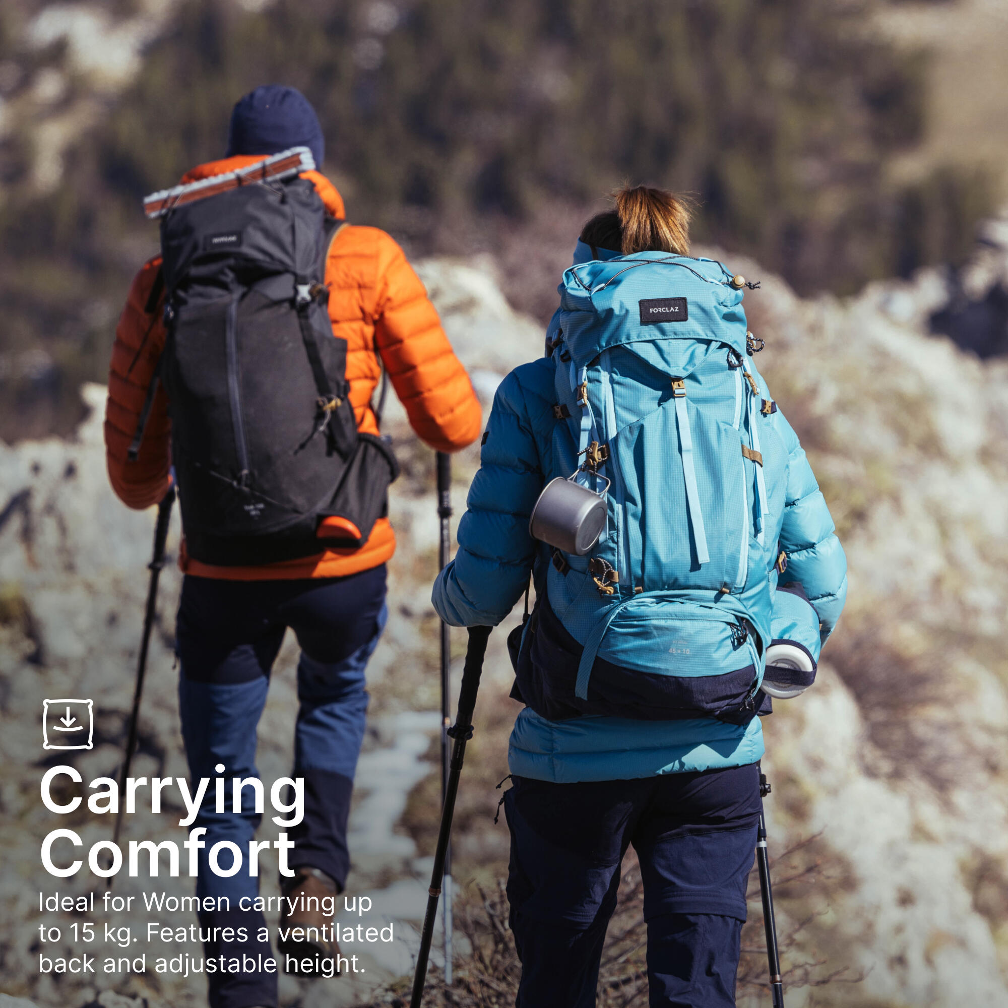 Trekking Bag 45 10L Air MT 500 Blue Grey