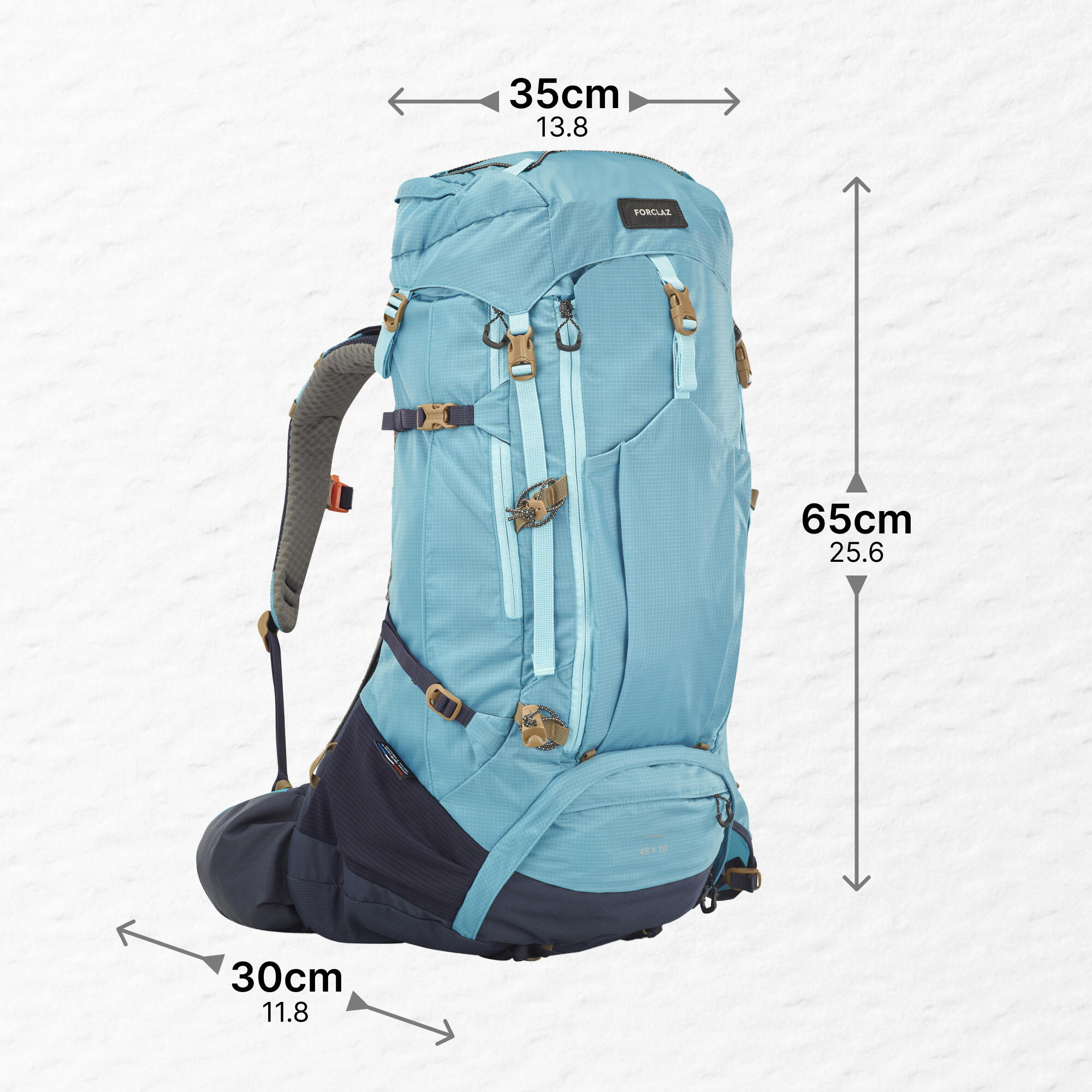 Trekking Bag 45+10L Air - MT 500 Blue Grey