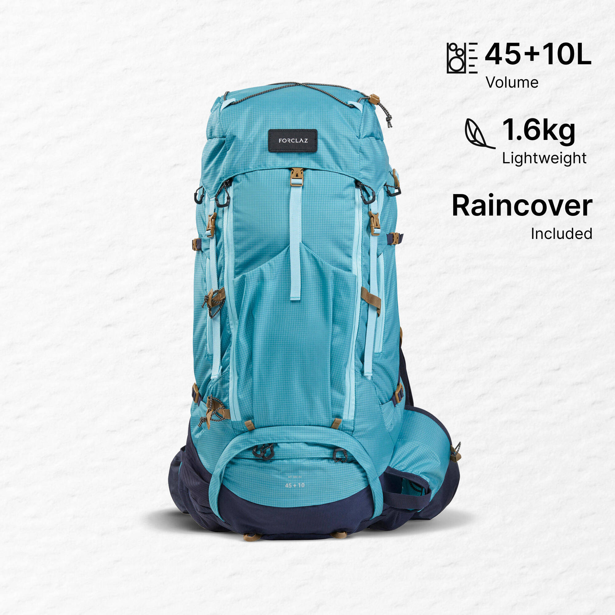 Trekking Bag 45+10L Air - MT 500 Blue Grey -  1