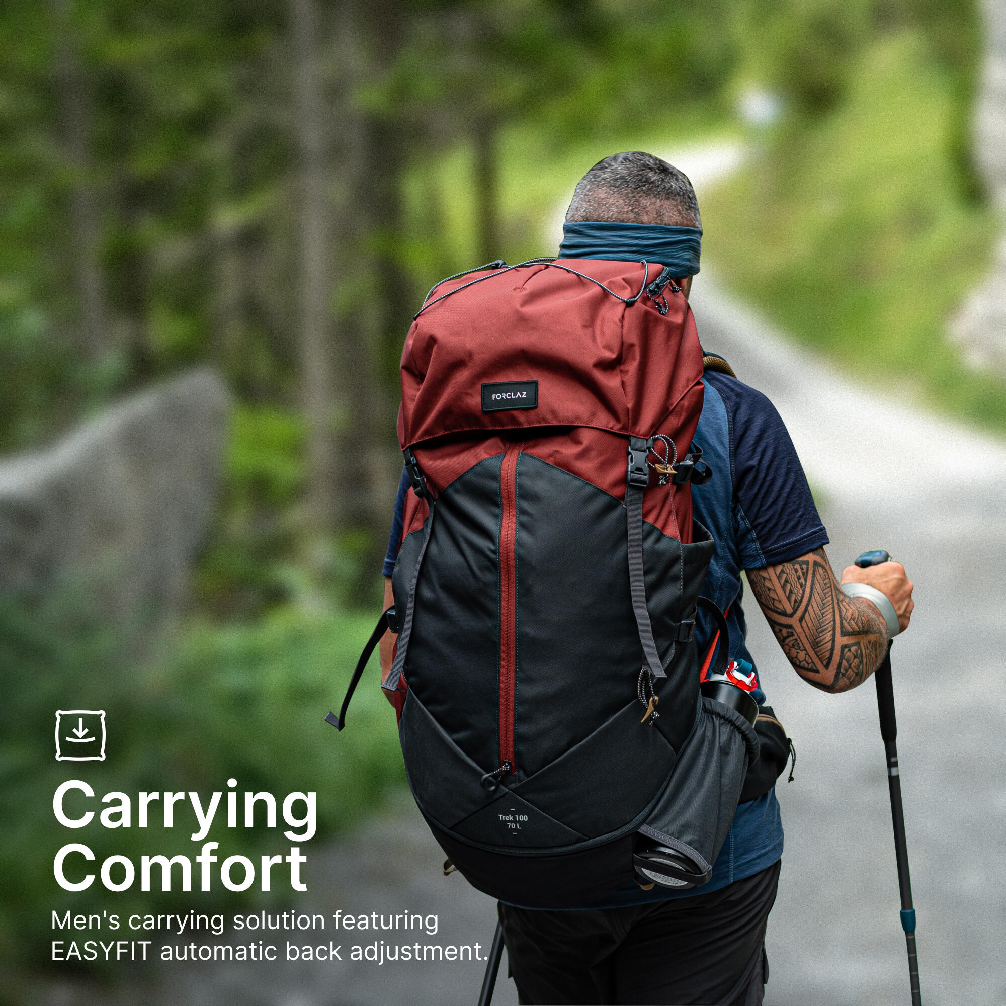 Mochila de montaña y trekking 70L Hombre Forclaz Trek100 Easyfit 6/10
