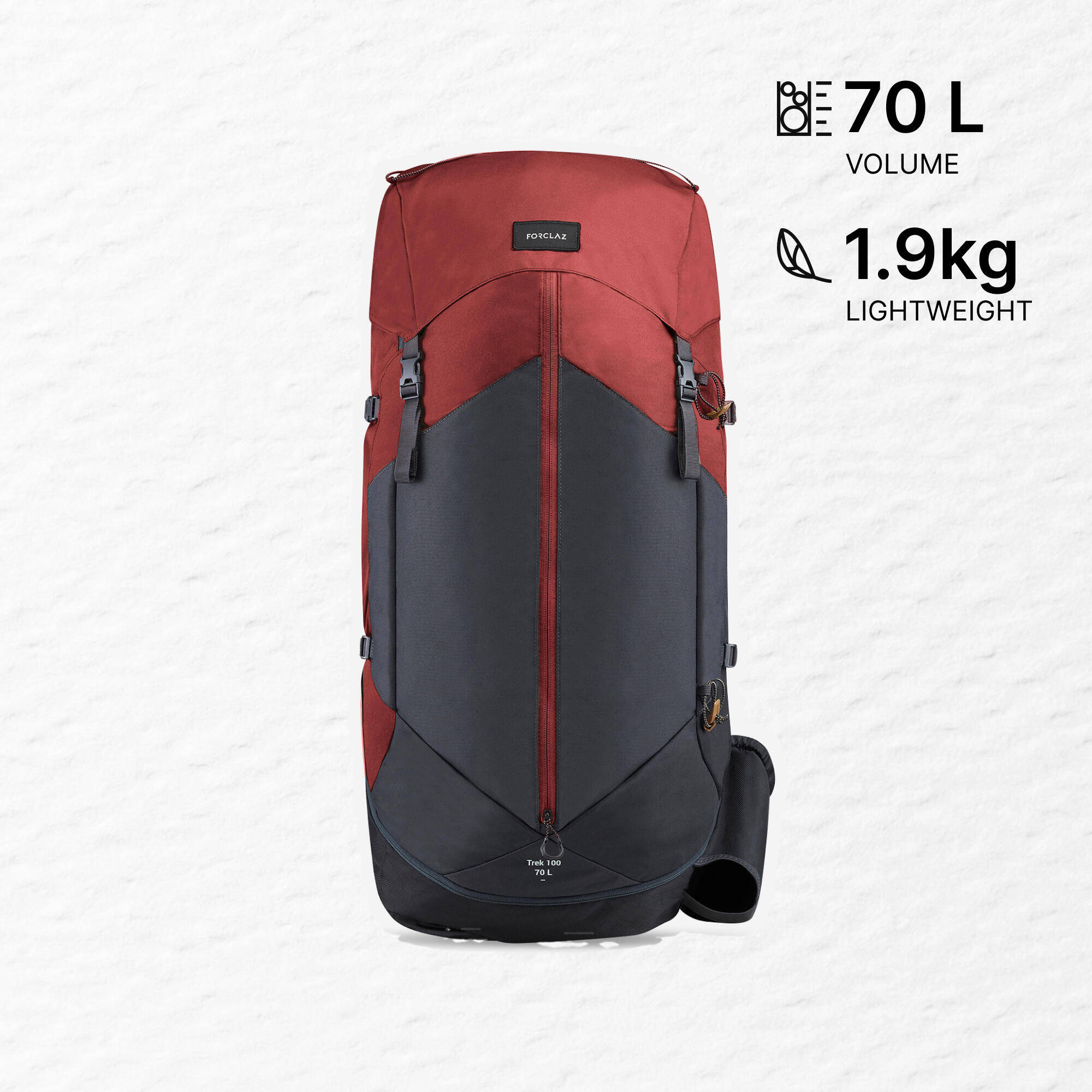 Trekking Bag 70L Easy-Fit - MT 100 Mahogany