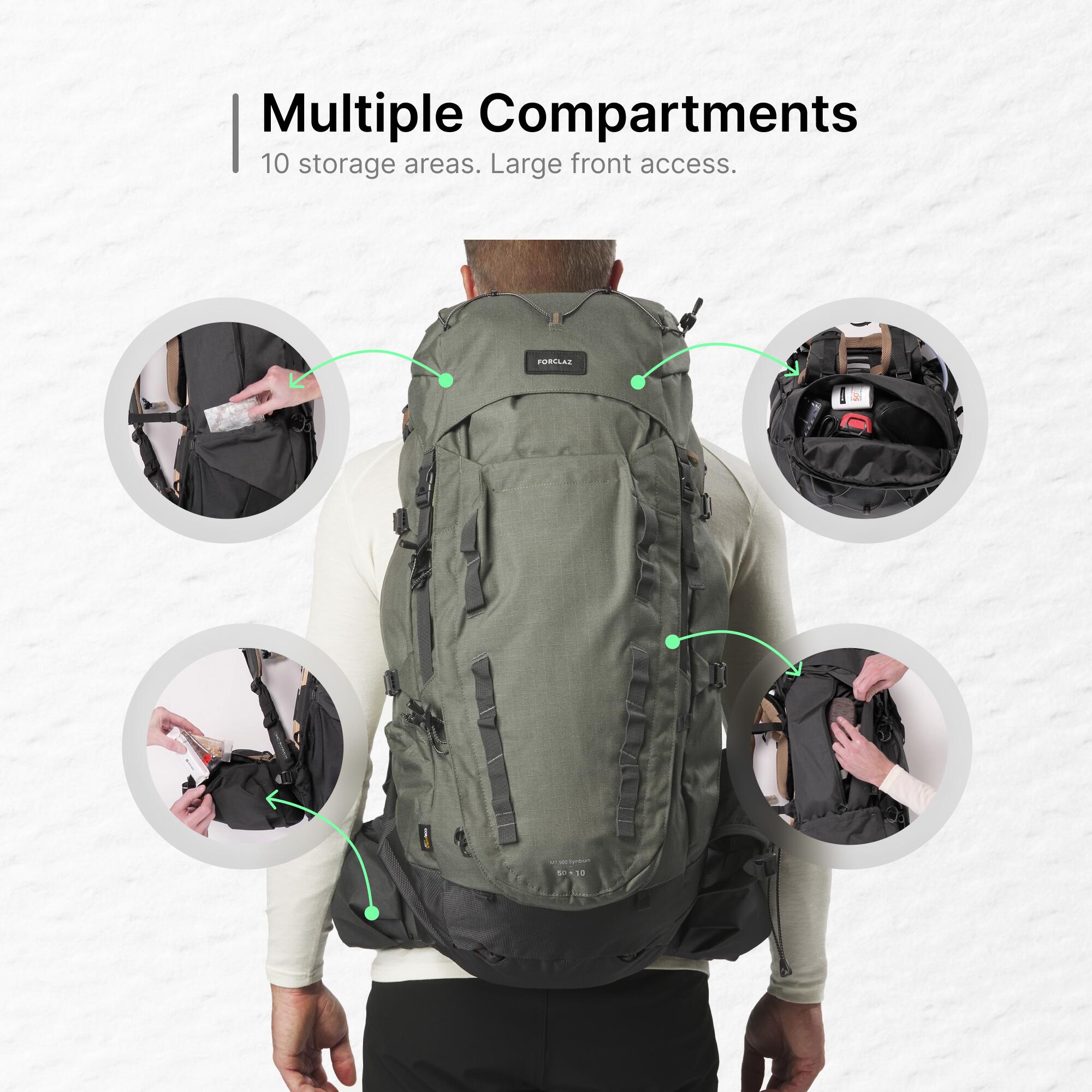 Men’s trekking backpack 50+10L - MT900 Symbium
